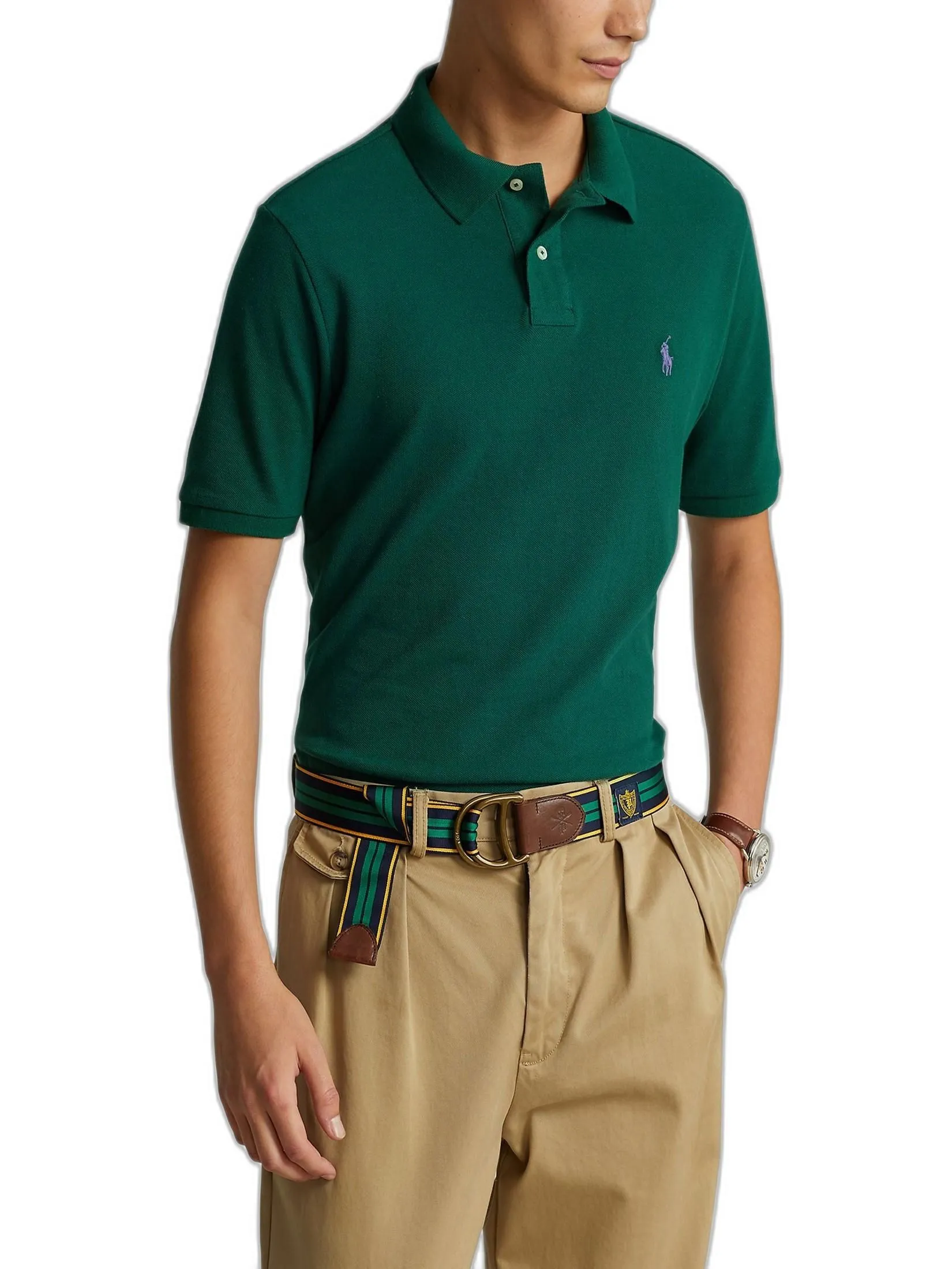 POLO RALPH LAUREN Polo Ralph Lauren POLO-Custom Slim Fit Mesh Polo Shirt MNPOKNI1N820334 300 GREEN