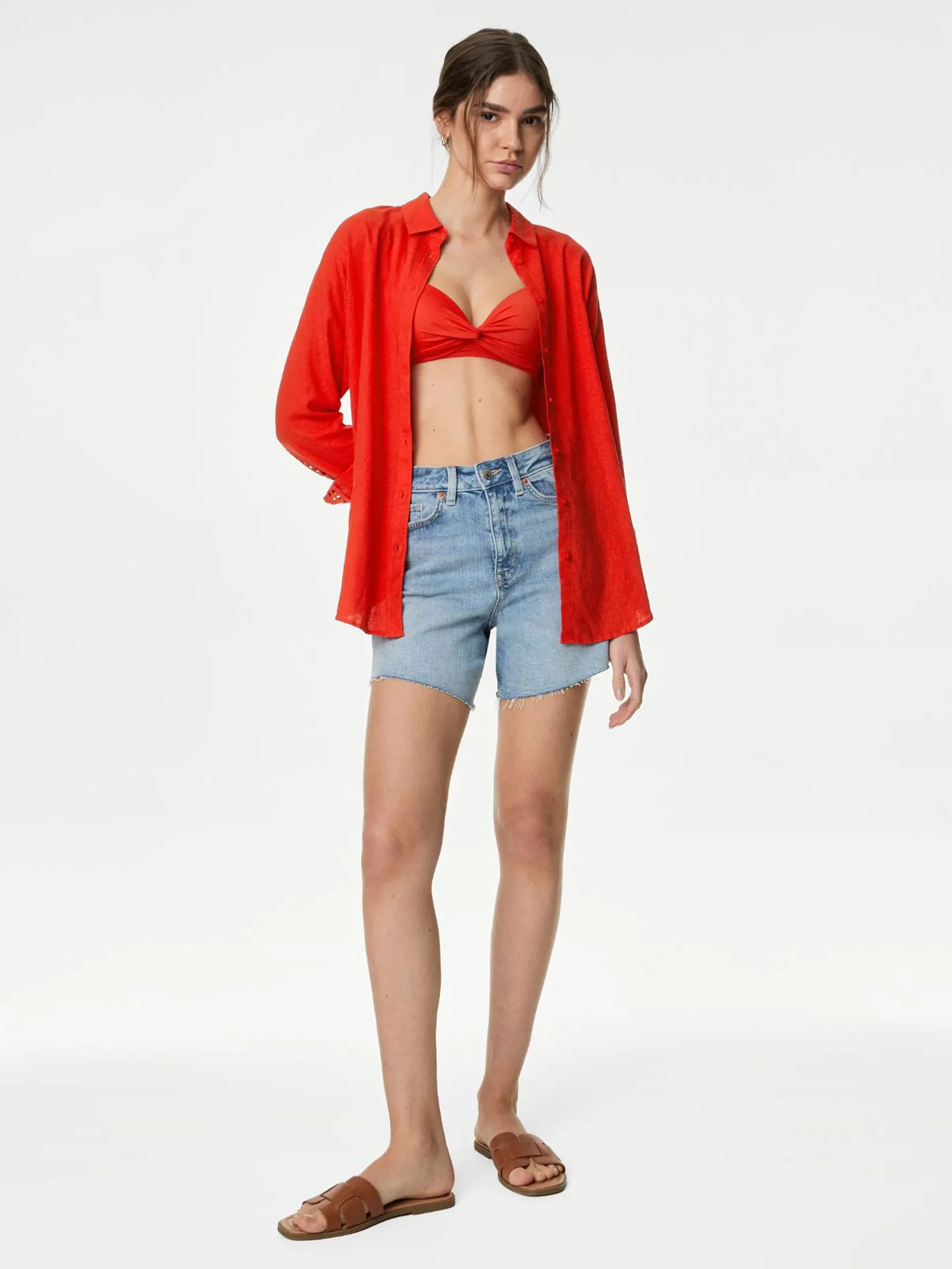 MARKS & SPENCER Women Shirt Linen Blend Collared Relaxed