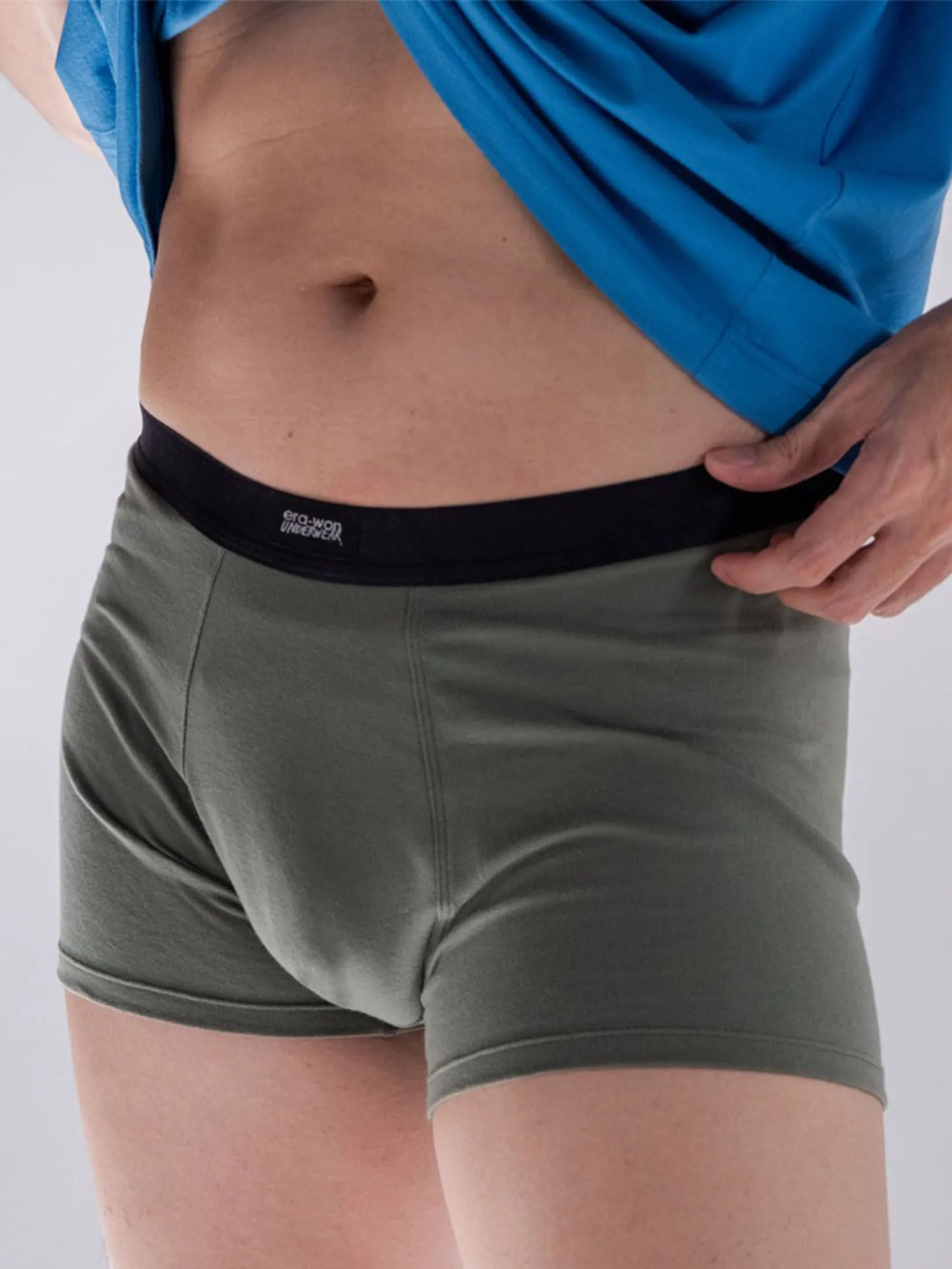ERA-WON Men's Underwear trunk  Zinc Plus Anti-bac Black  and Green 2Pcs