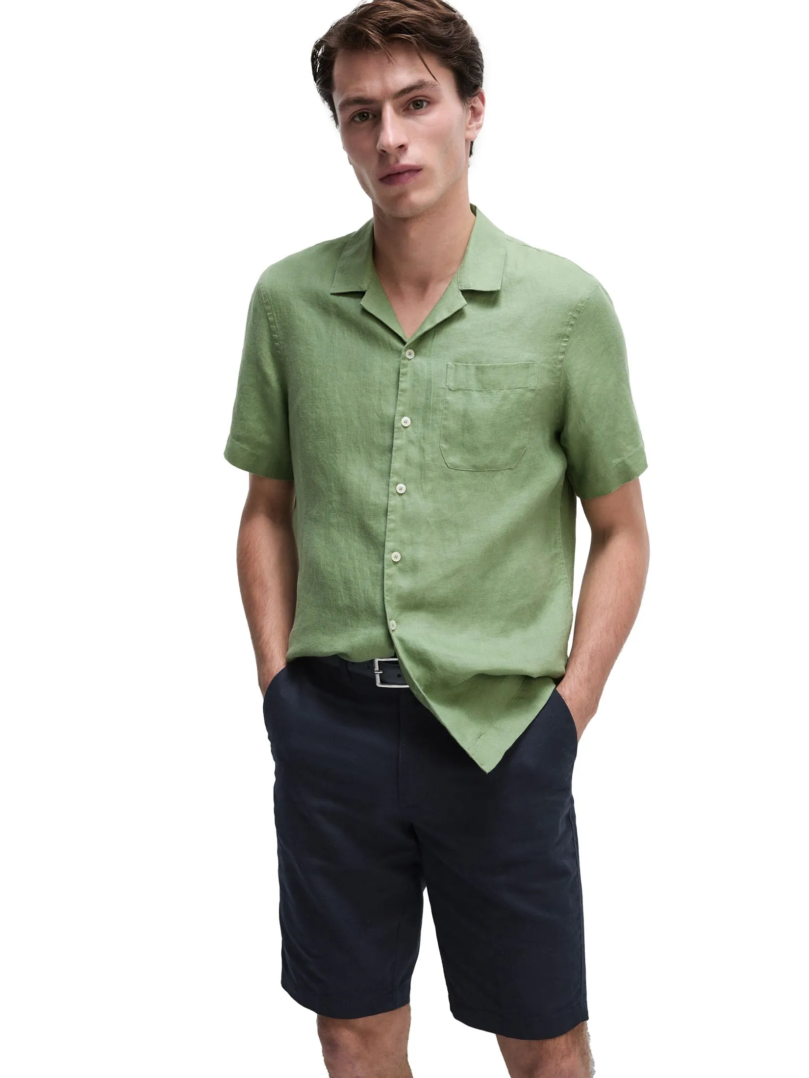 MARKS & SPENCER Men Chino Shorts Regular Fit Linen Blend