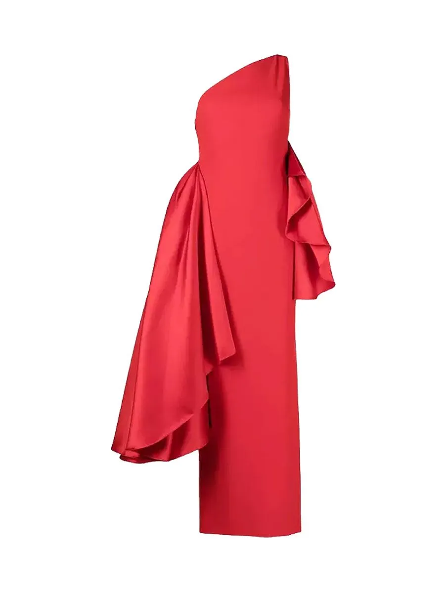GOUDINRQC Women Scarlet Elegance Evening Dress Red