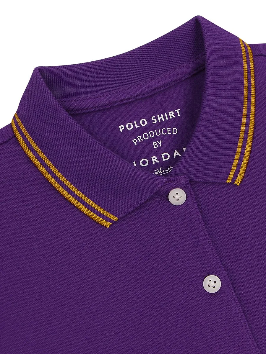 GIORDANO Women's Cotton Lycra Slim Fit Short Sleeve Polo Plum Purple