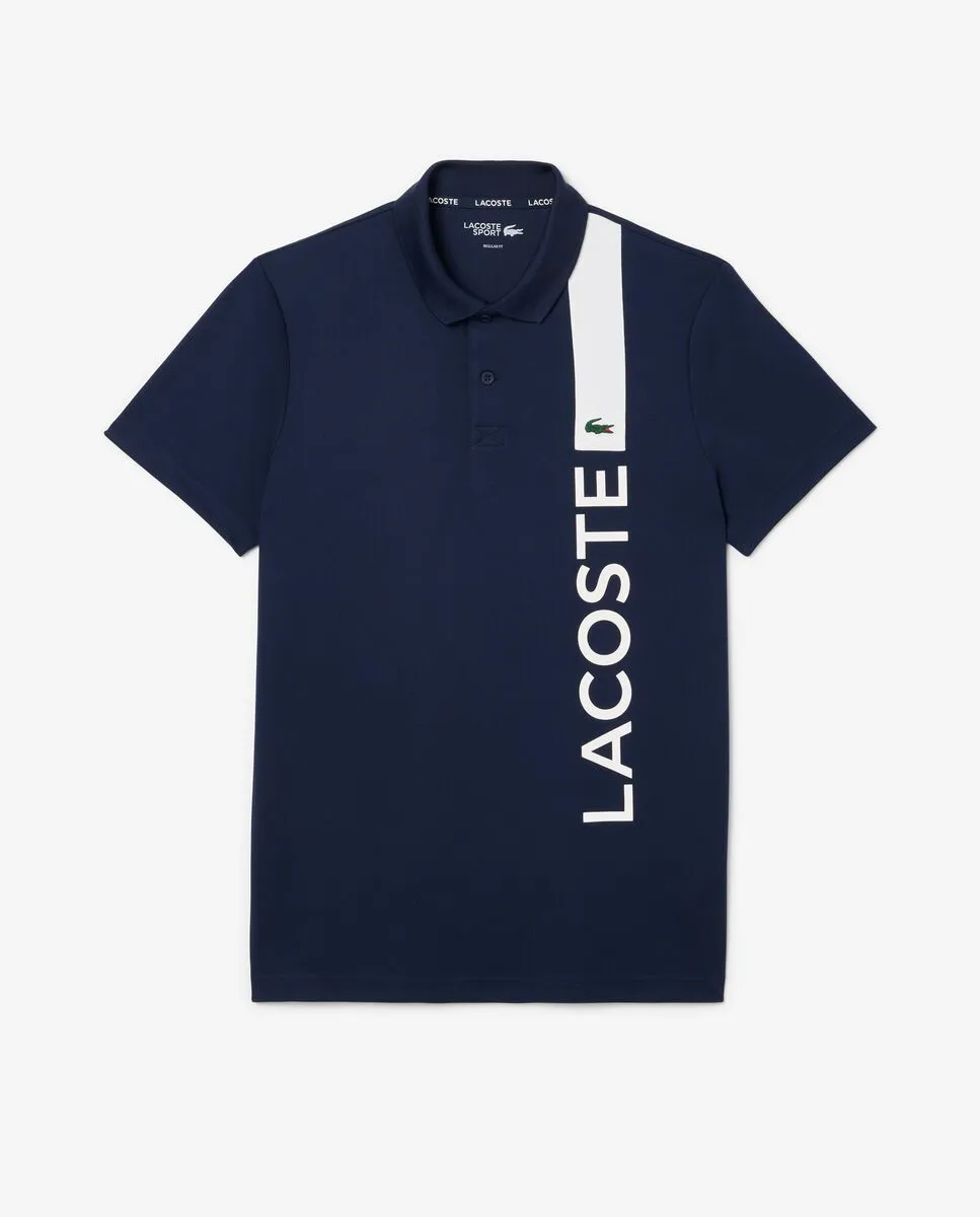 LACOSTE Ultra Dry Print Branding Sport Polo Shirt Blue