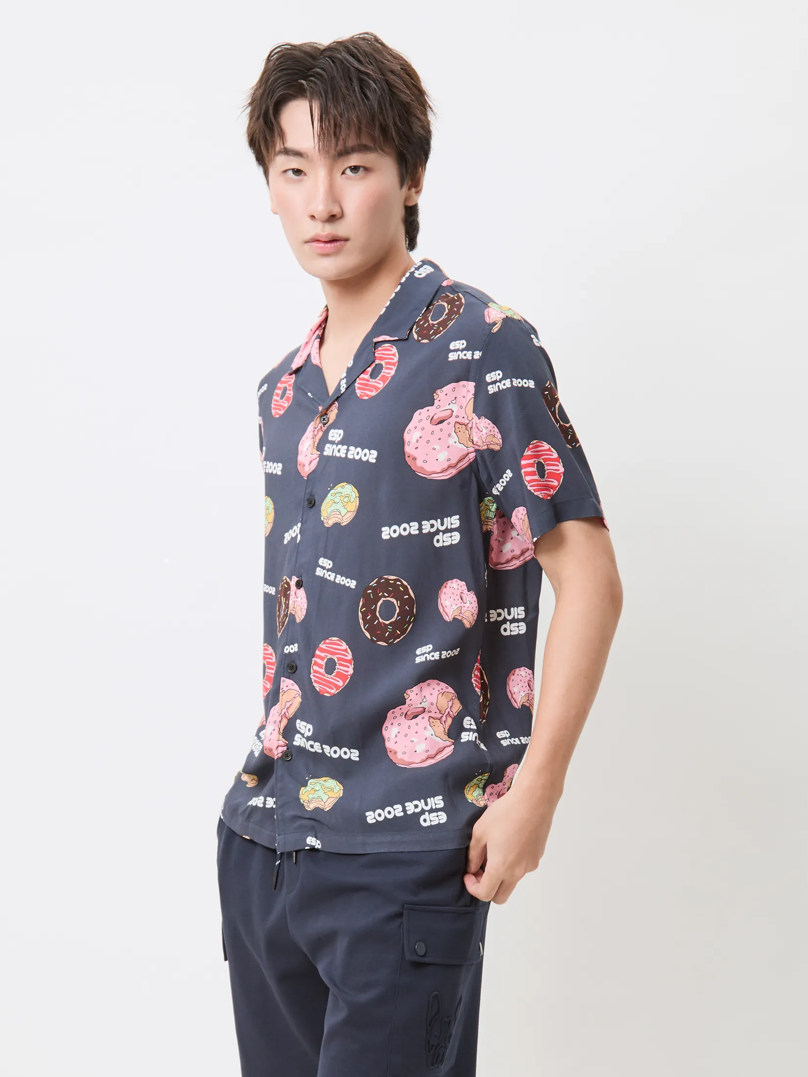 ESP Frenchie Hawii Shirt Man Navy Blue