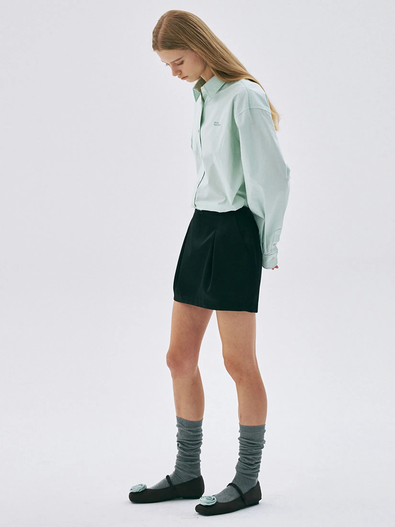 MARDI MERCREDI Satin Mini Pegged Skirt Black S