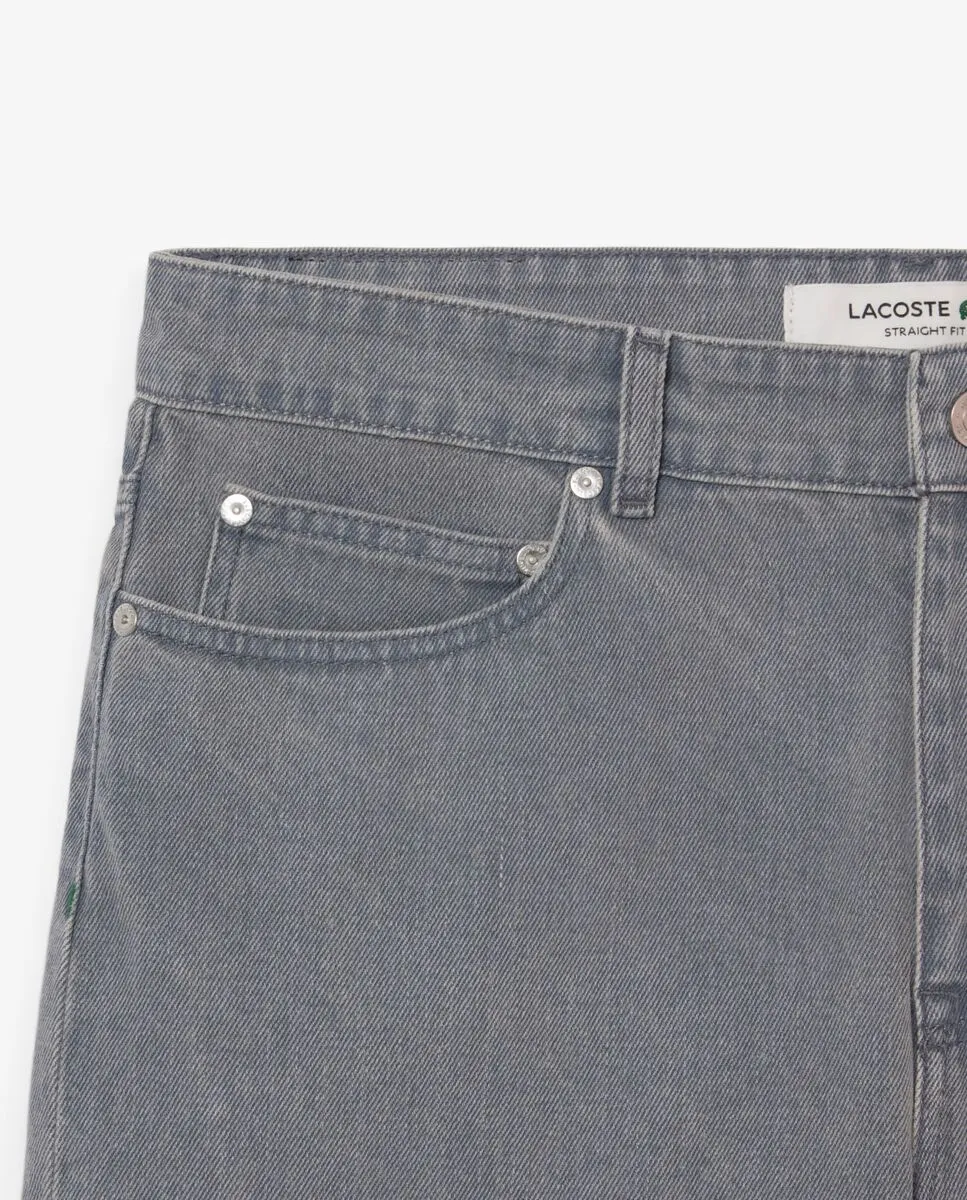 LACOSTE Washed Effect Dyed Denim Bermuda Shorts Blue