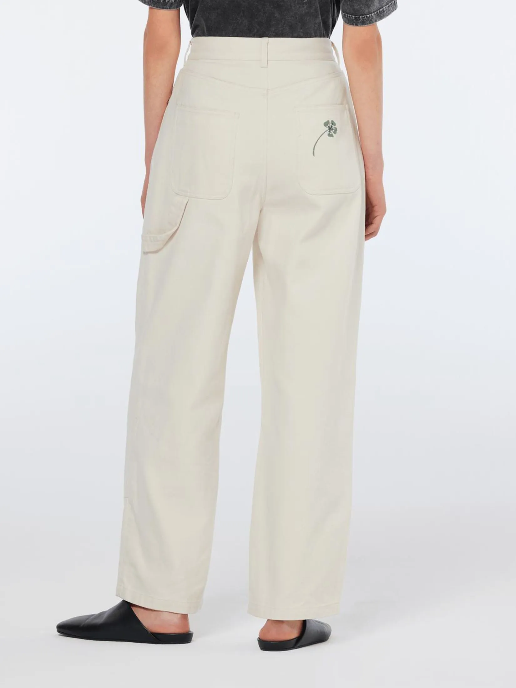 SCOTCH&SODA Women Pant Raine High Rise Wide Leg Embroidered Soft Ice