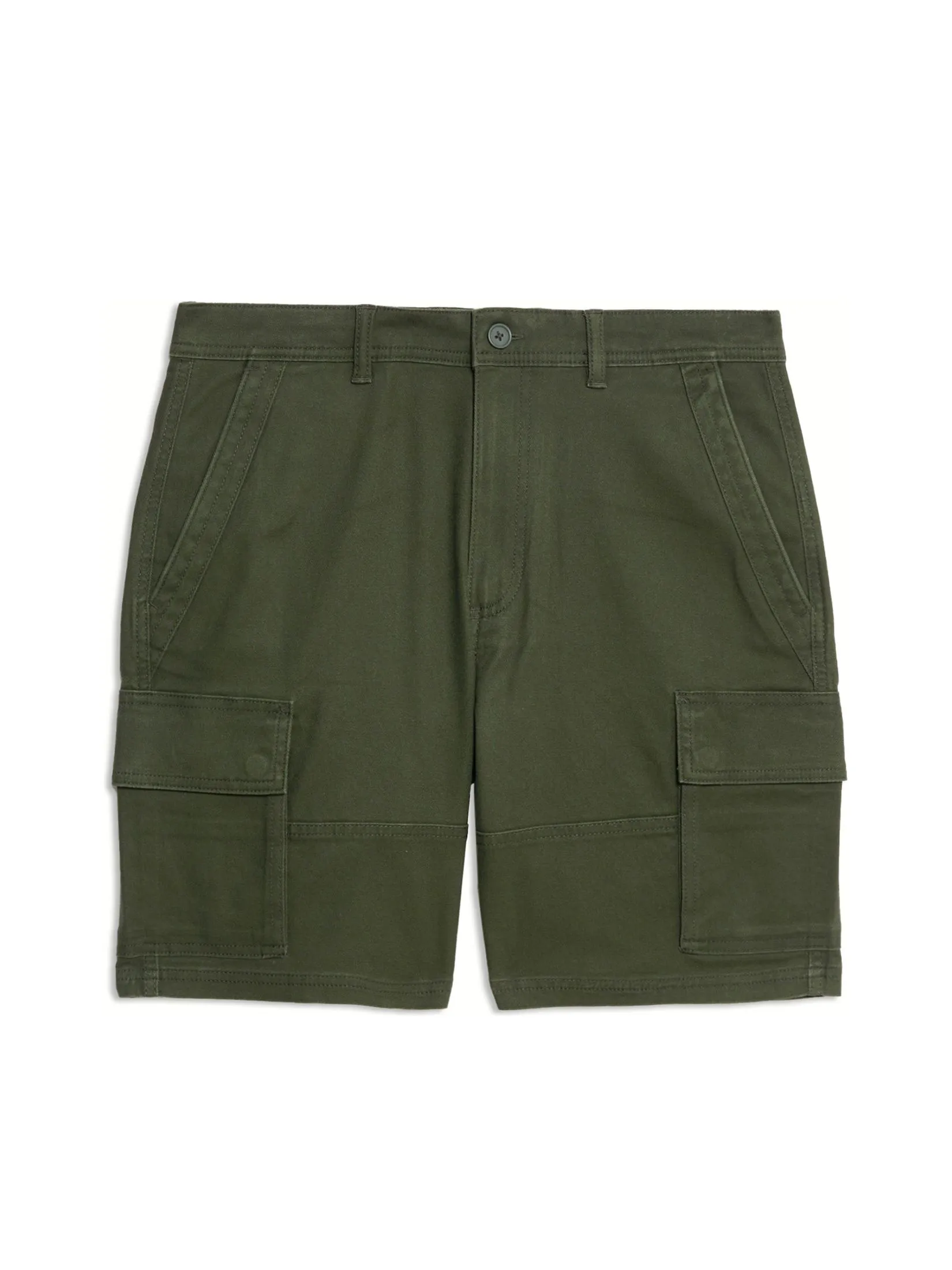 MARKS & SPENCER Men Cargo Shorts Straight Fit Stretch Dark Khaki