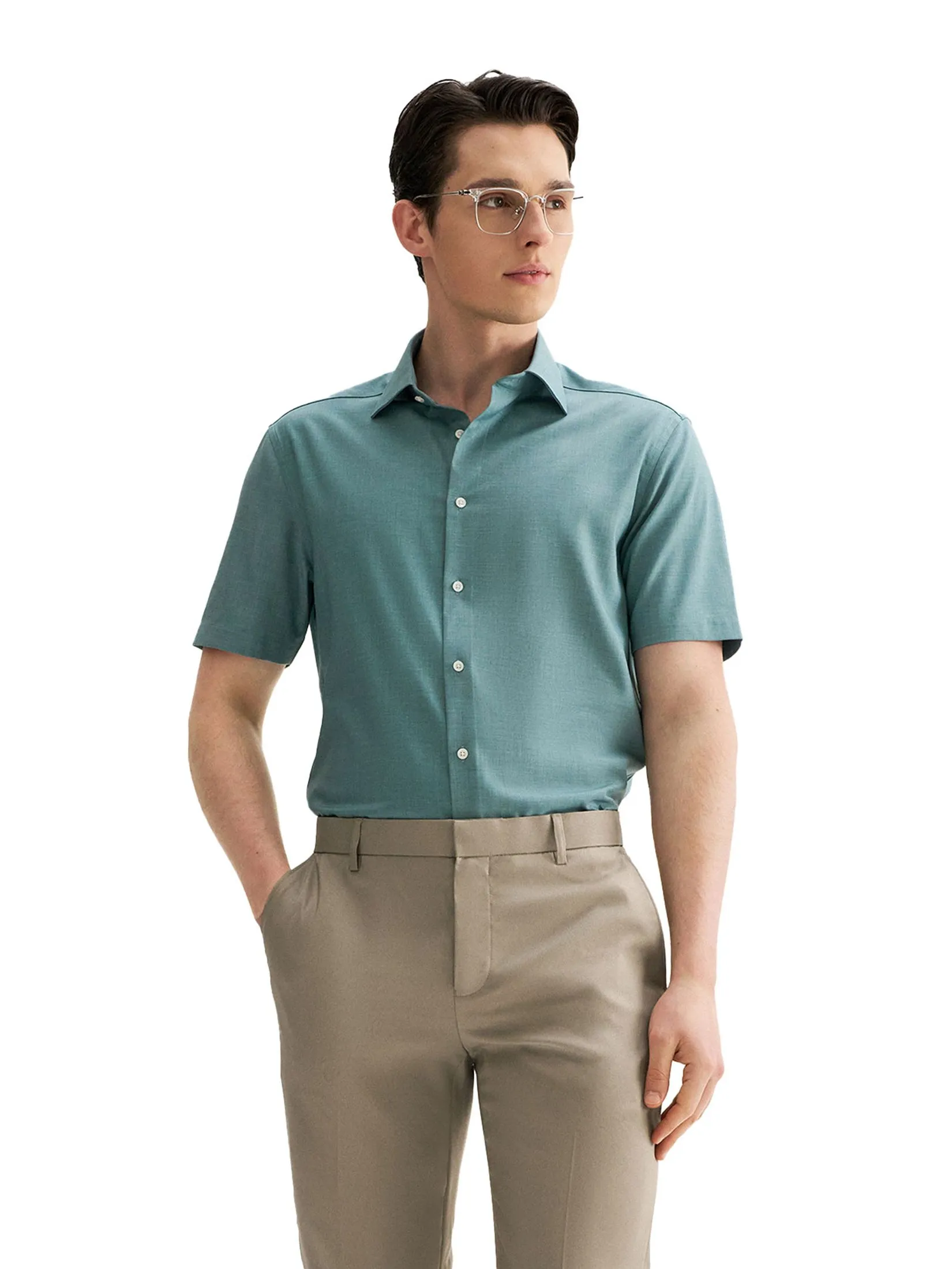 G2000 Men Clothing Non -Iron Smart Fit Twill Short Sleeve Shirt  Smart Fit - Green