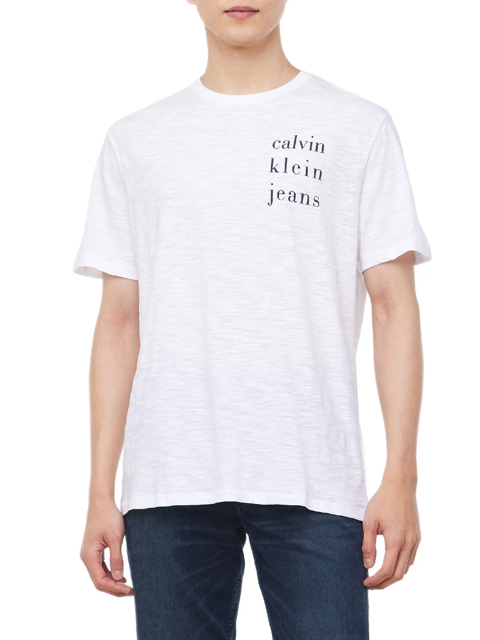 CALVIN KLEIN Men's Slub CKJ Classic Short Sleeve T-Shirt White