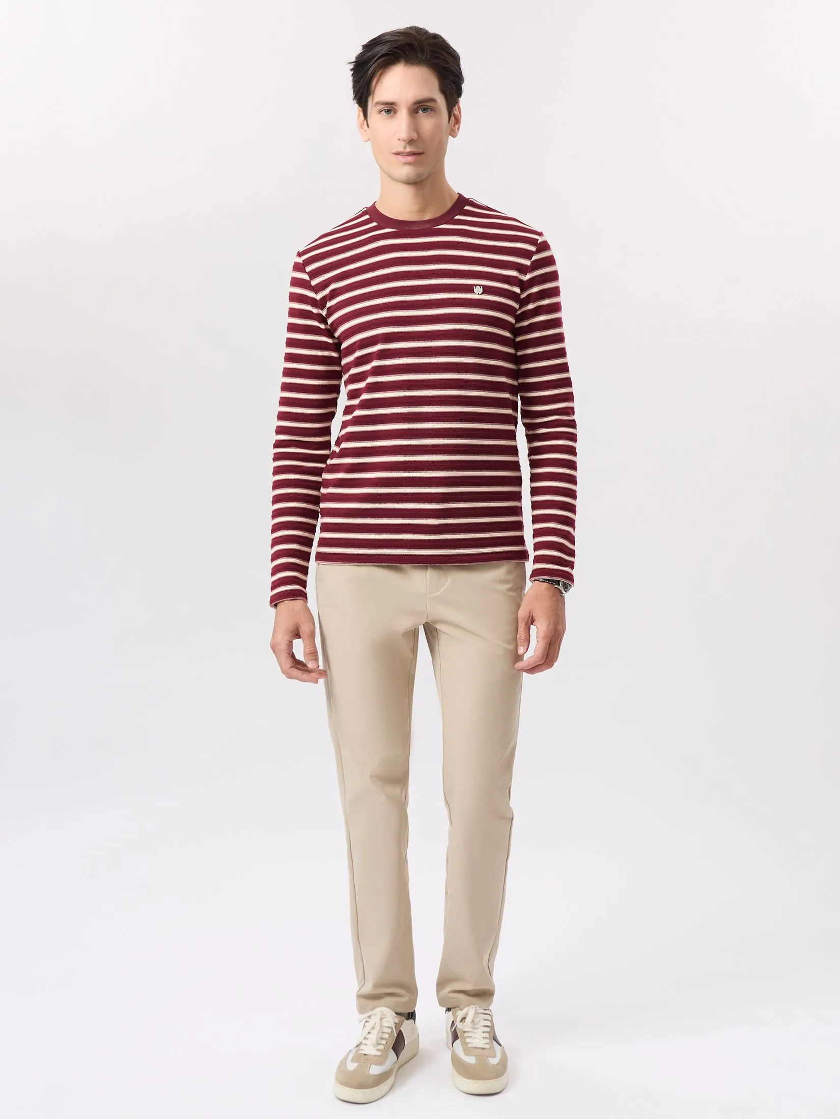 LTD Striped Long-Sleeve T-shirt Men Maroon