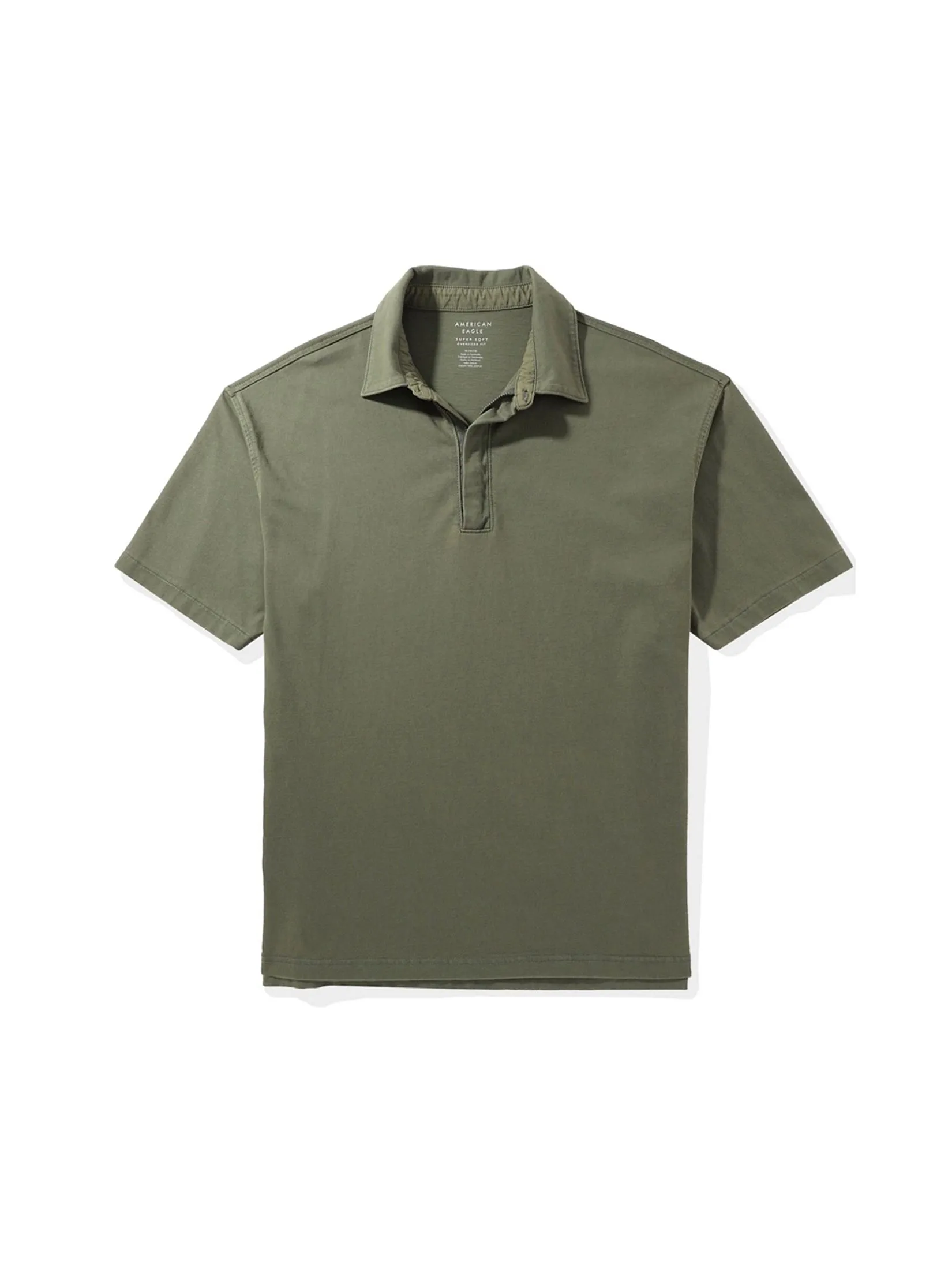 AMERICAN EAGLE MEN P - LT WT AUGUSTANA OVS ZIP POLO 309 OLIVE