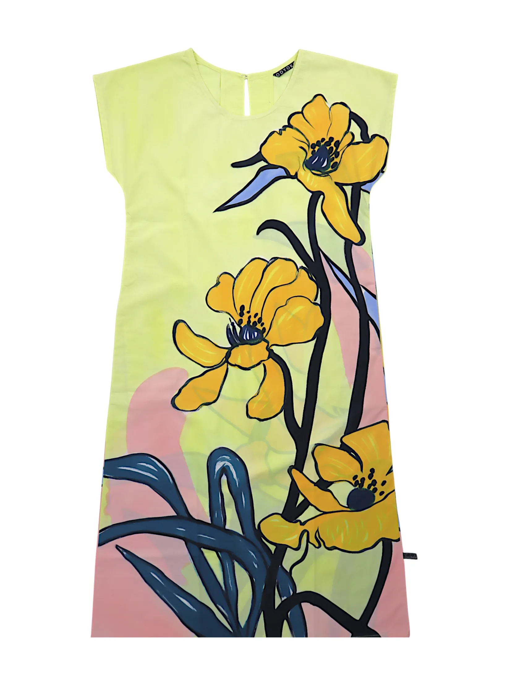 YODYOKO Woman Sleeve Casual Dress - Yellow : Sunshine & Poppies