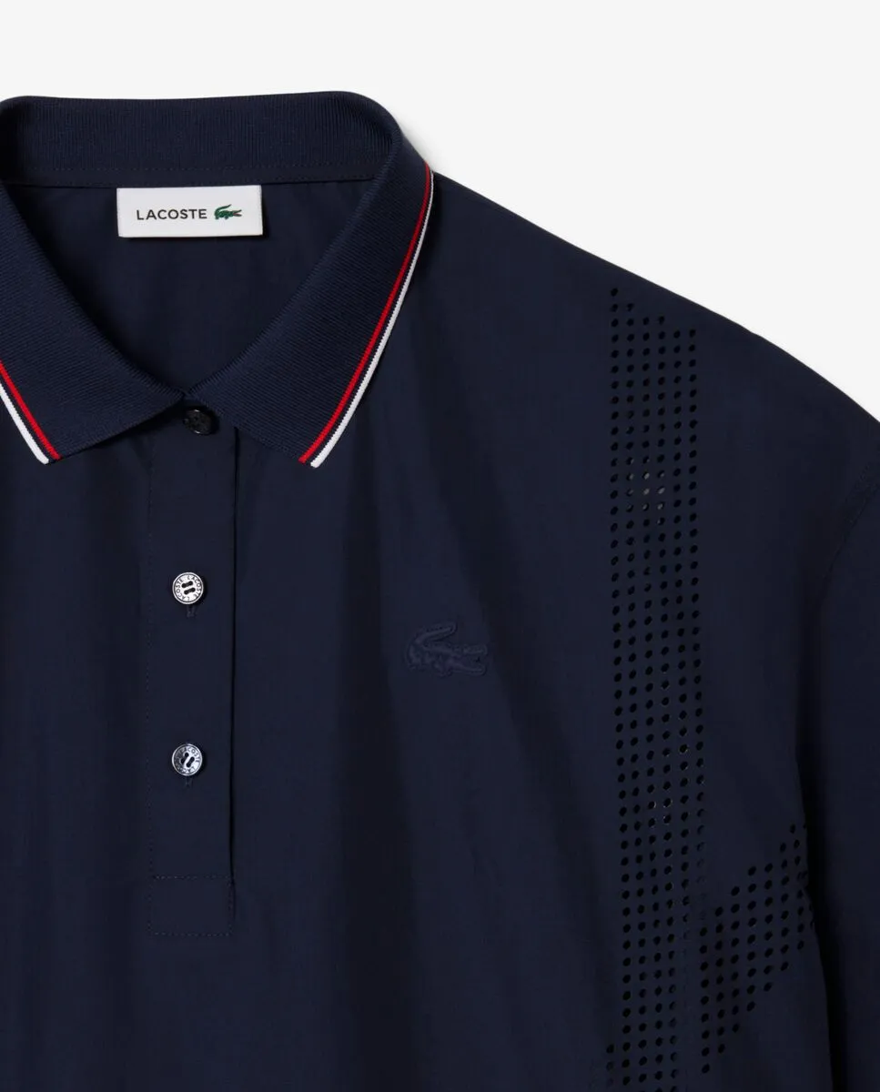 LACOSTE Oversized Technical Fabric Polo Shirt Blue