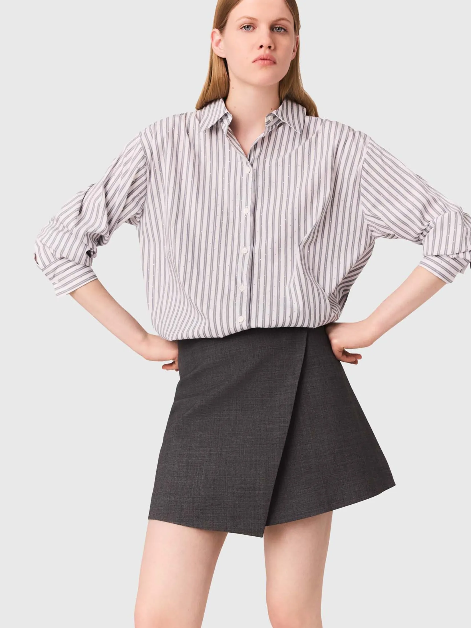 MAJE Women Dress Rhinestone 2-In-1 Cotton