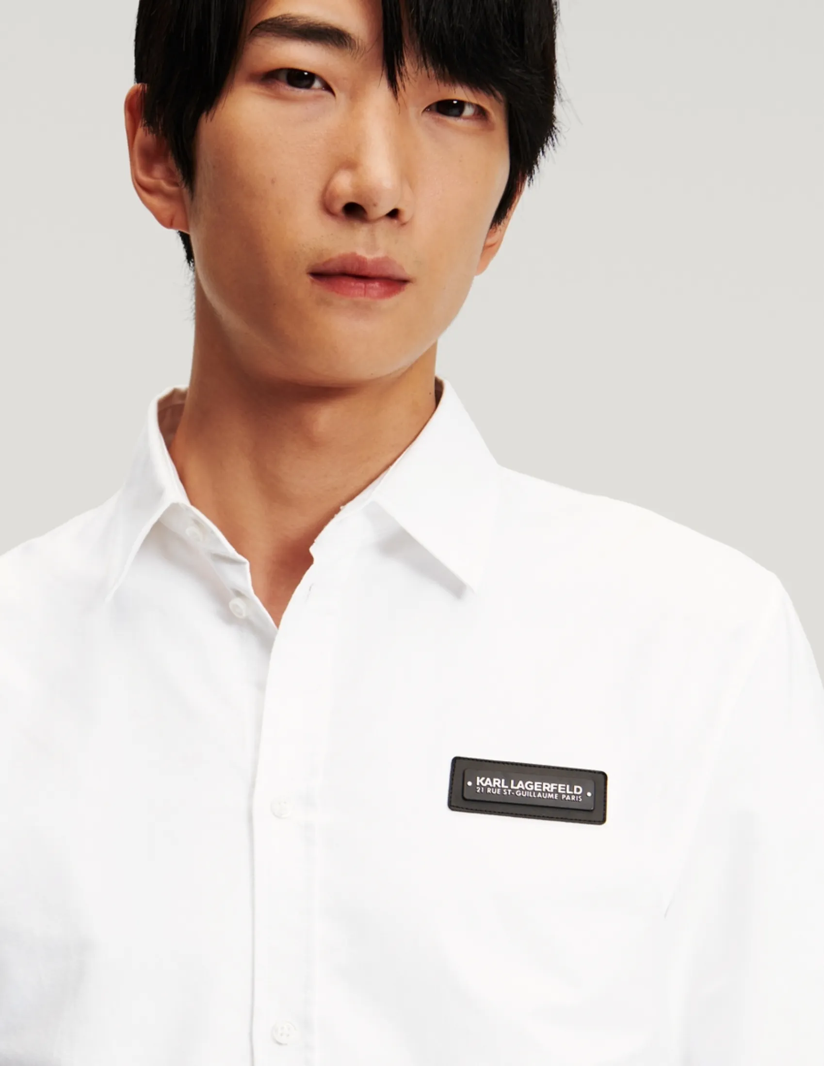 KARL LAGERFELD RTW-1 LOGO OXFORD MEN SHIRT WHITE