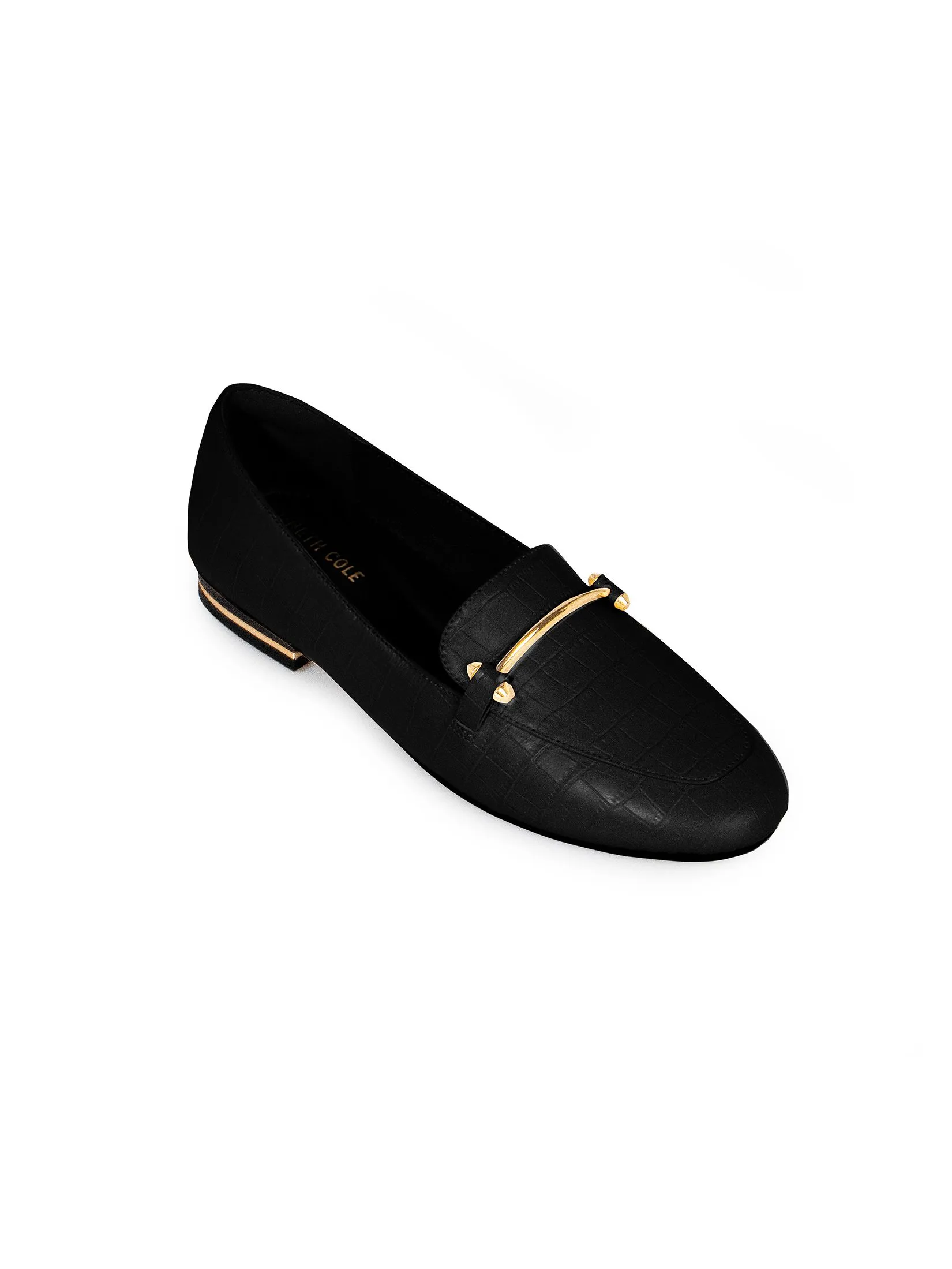 KENNETH COLE WOMEN FLATS ABIGAIL LOAFER / BLACK/CROC