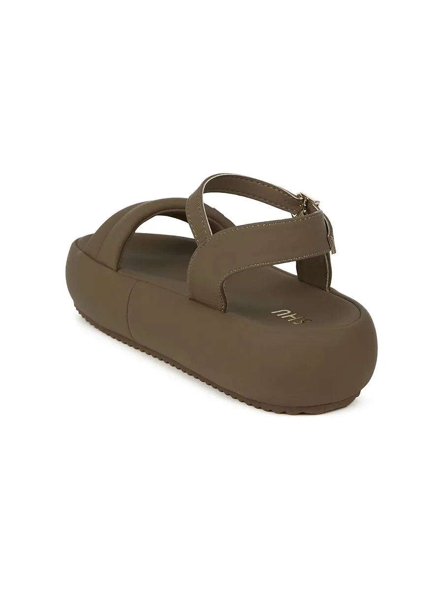 SHU WOMEN  MARSHMALLOW 2" ANKLE STRAPS - BROWN