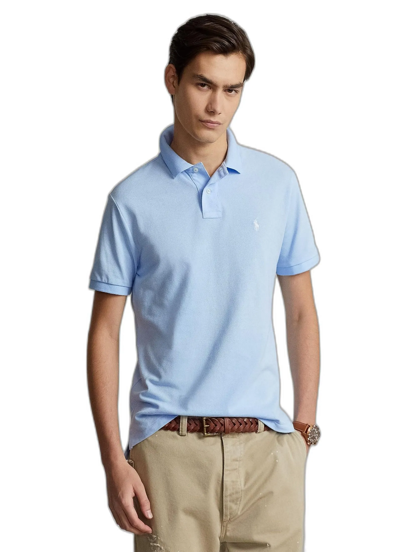 POLO RALPH LAUREN Polo Ralph Lauren POLO-Custom Slim Fit Mesh Polo Shirt MNPOKNI1N820491 400 BLUE Size - L