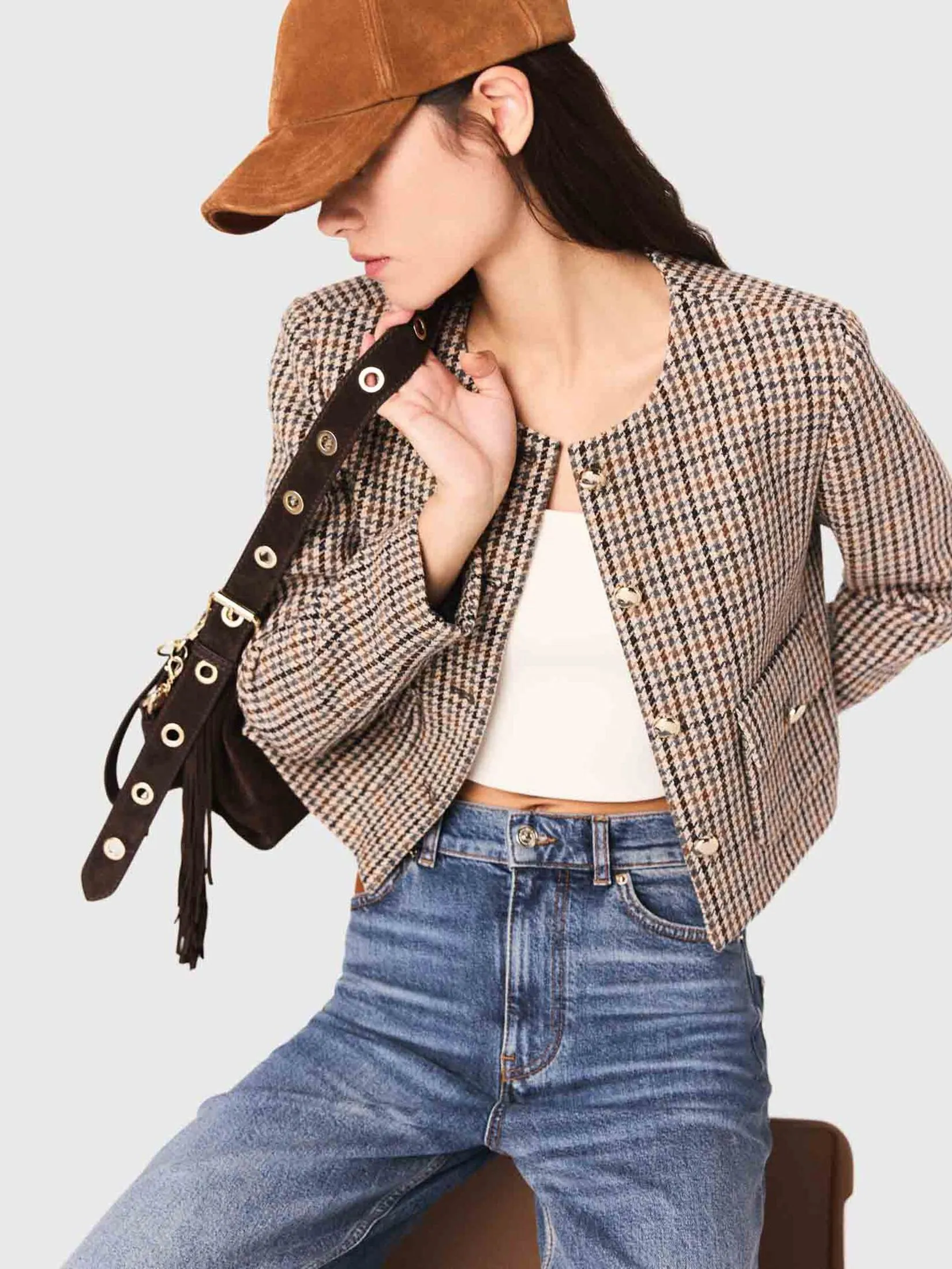 MAJE Women Jacket Short Checked