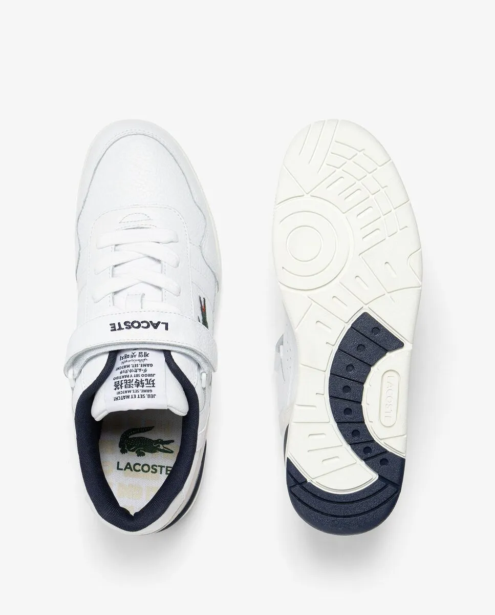 LACOSTE Men’s T-Clip Velcro Contrasted Collar Leather Trainers White