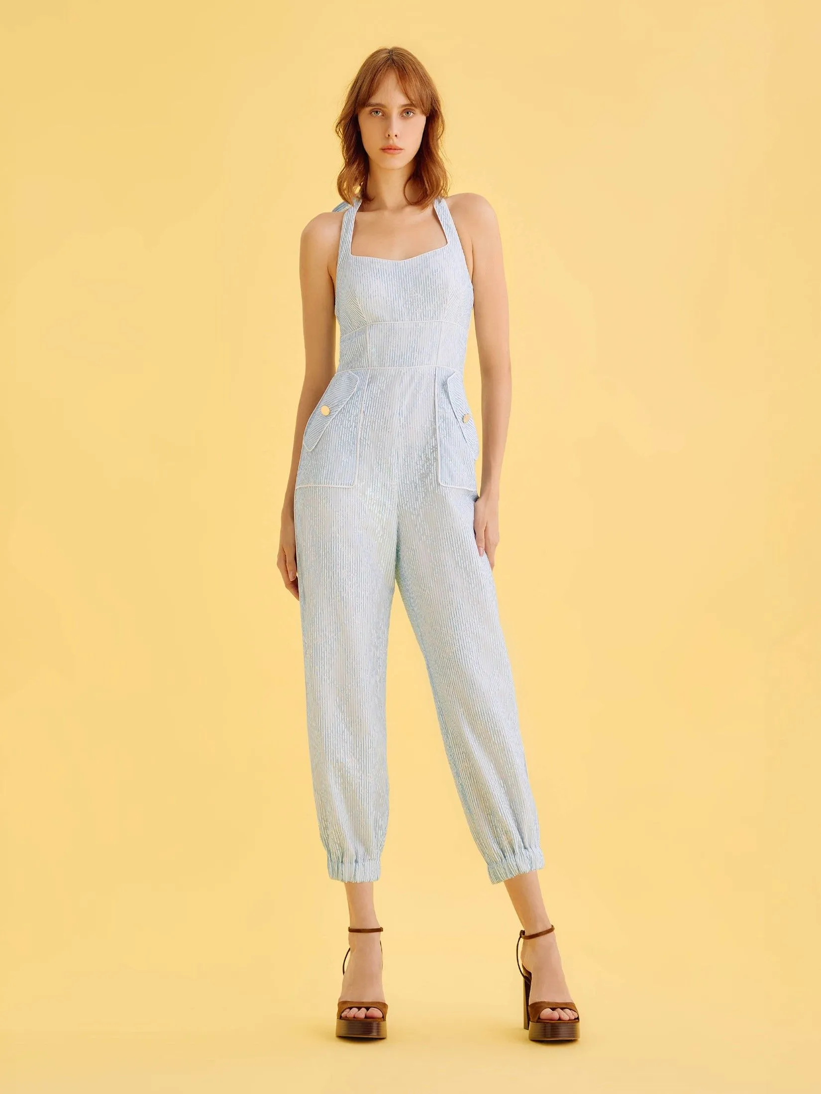 ASV (SS25) Belinda Women Halterneck Jumpsuit Blue