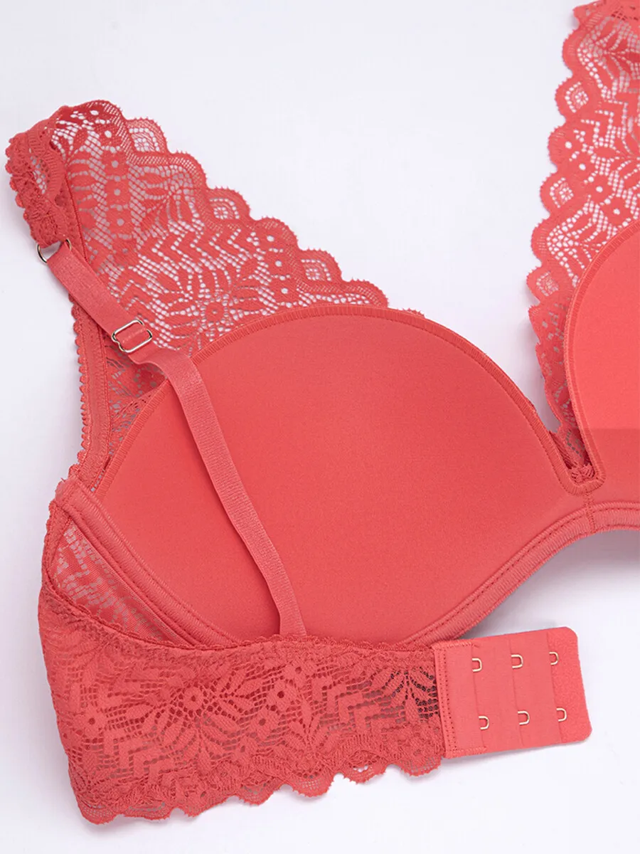 SABINA Mad Moiselle Basic Lace Winter 23 Wired Bra - Coral Red