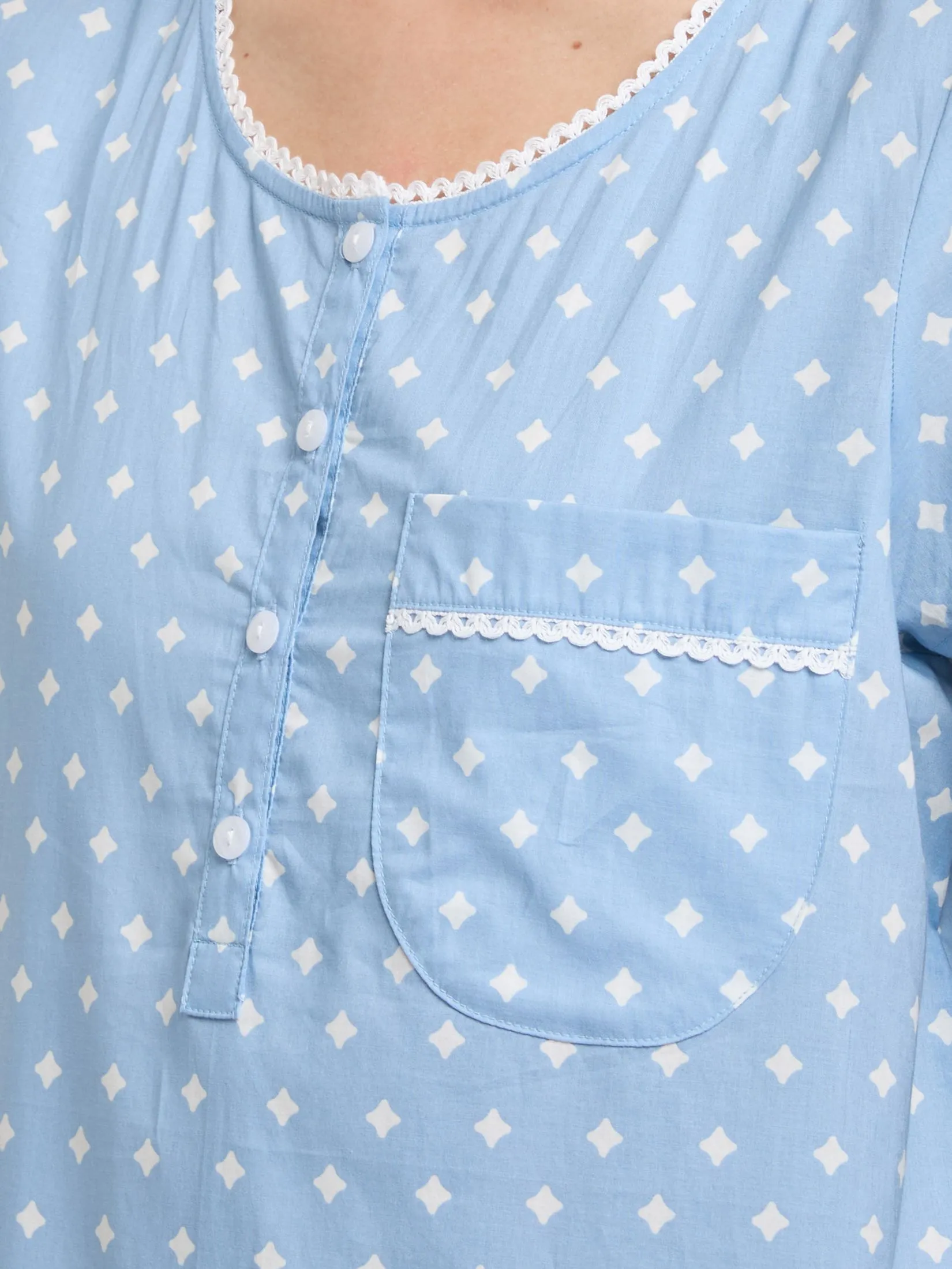 CLAUDIA'S ROMANCE Women Pyjamas Dress Short Sleeves Light Blue