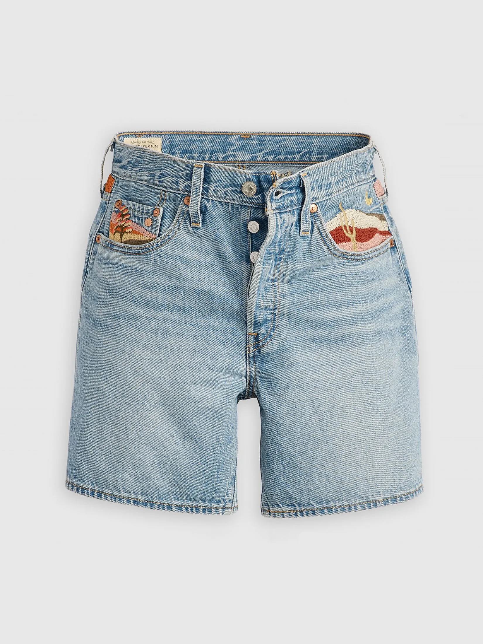 LEVI'S Women's 501 Original High-Rise Mid-Thigh Jean Shorts Blue