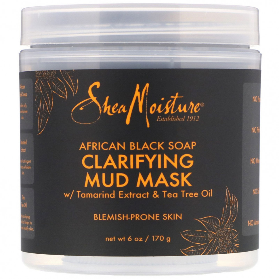 SheaMoisture, очищающая грязевая маска, африканское черное мыло, 170 г (6 унций)