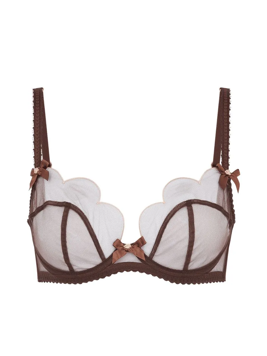 AGENT PROVOCATEUR Women Plunge Underwired Bra Brown And Peach