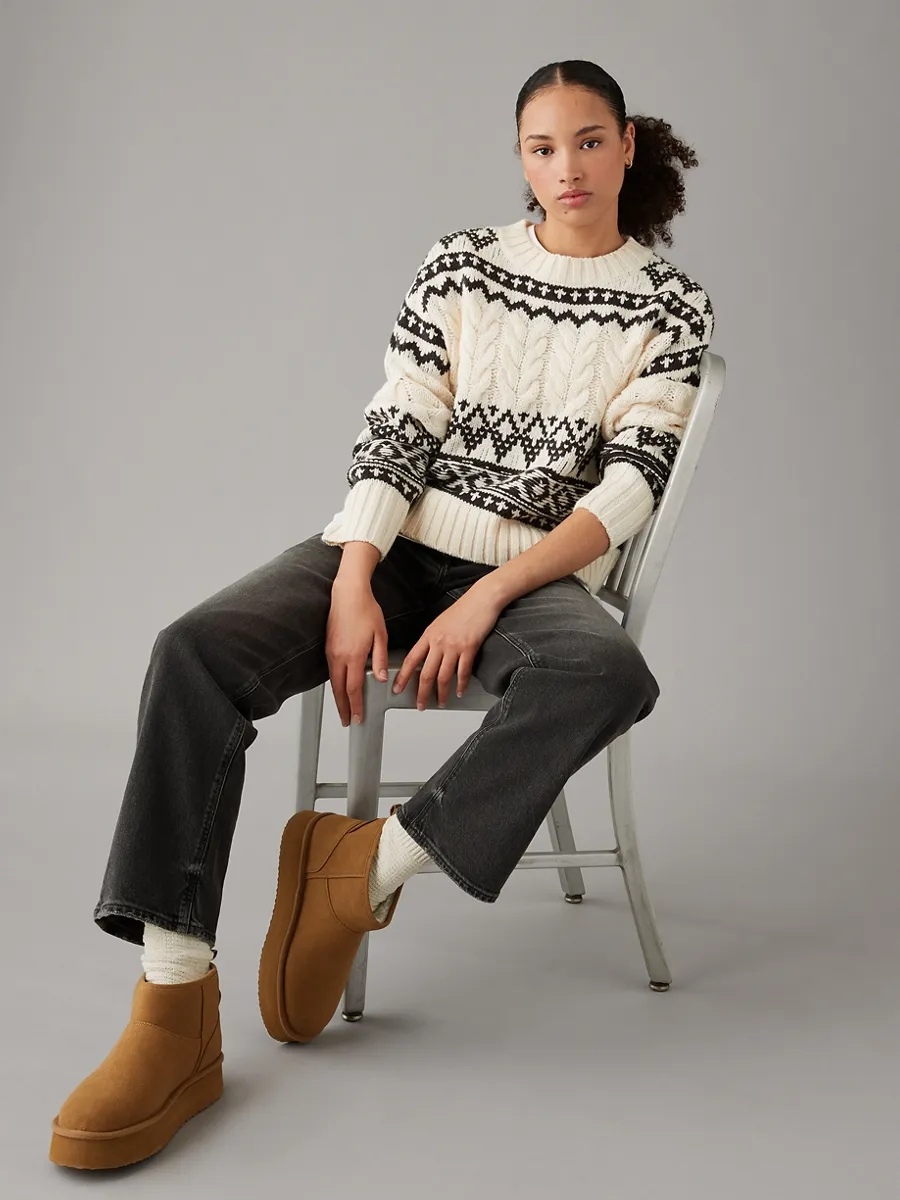 AMERICAN EAGLE WOMEN 1058 LS CREW NECK PO 001 BLACK