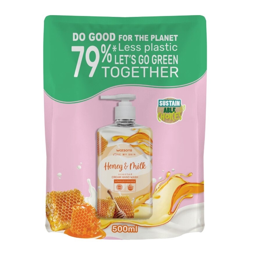 Watsons Love My Skin Honey  Milk Scented Cream Hand Wash 500ml.(Refill)