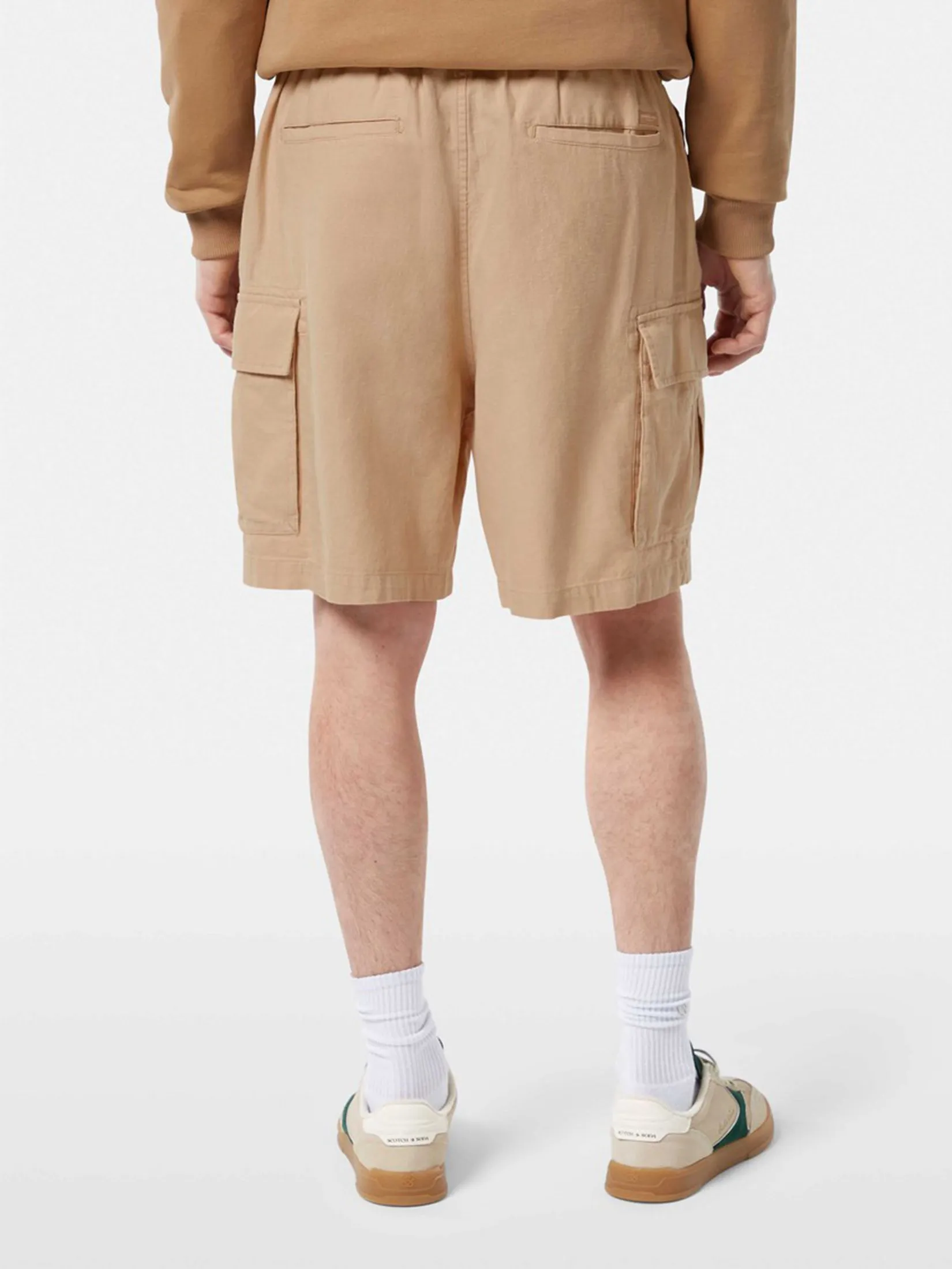 SCOTCH&SODA Men Cargo Short Cotton-Linen Relaxed Fit Soft Camel