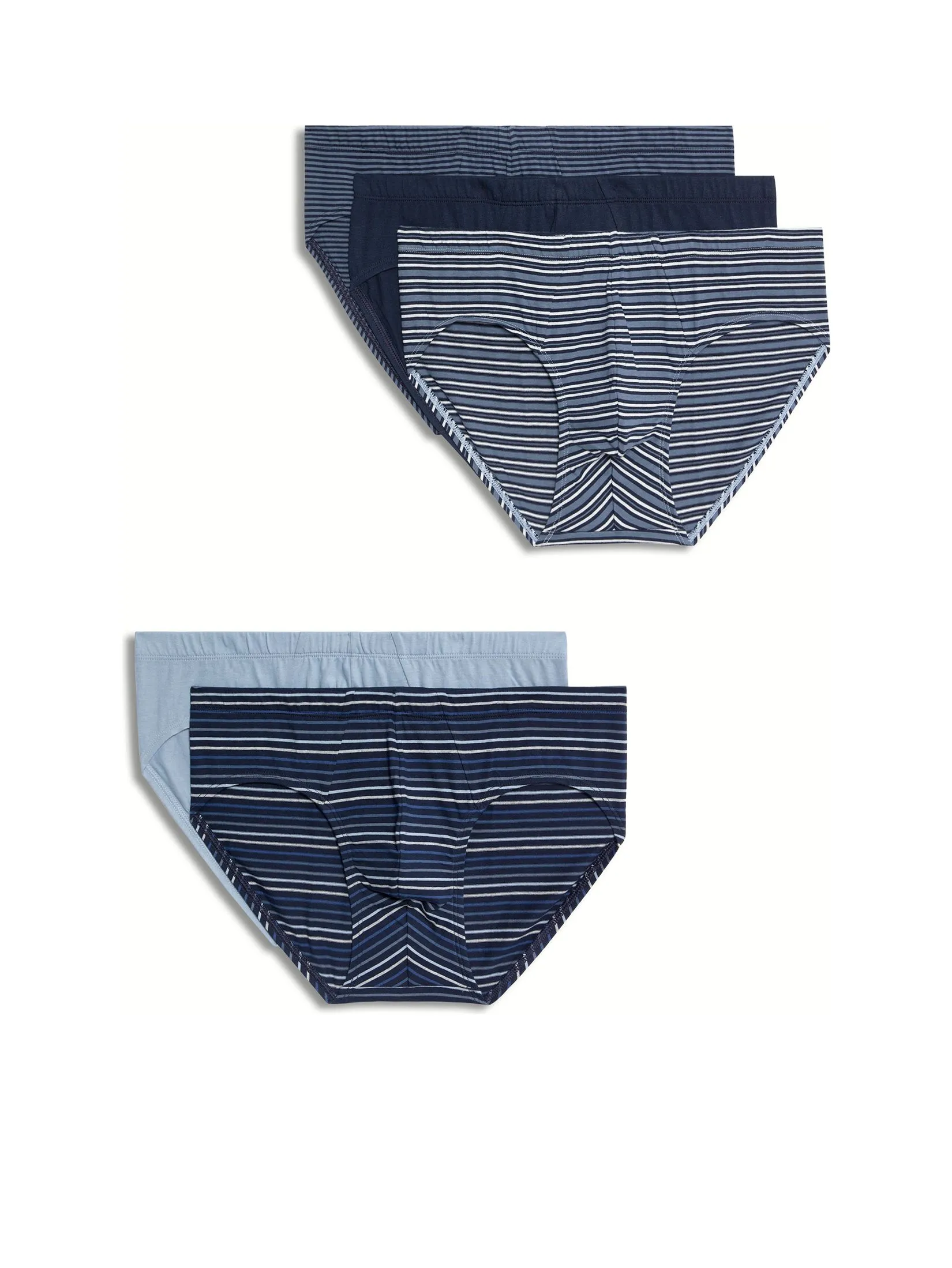 MARKS & SPENCER Men Underwear Brief Slips 5pk Pure Cotton Cool & Fresh Navy Mix