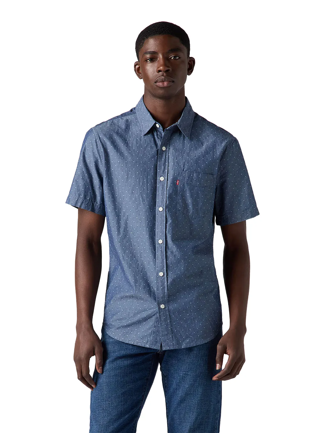 LEVI'S Men's Short-Sleeve Classic Standard Fit Shirt Dark Blue