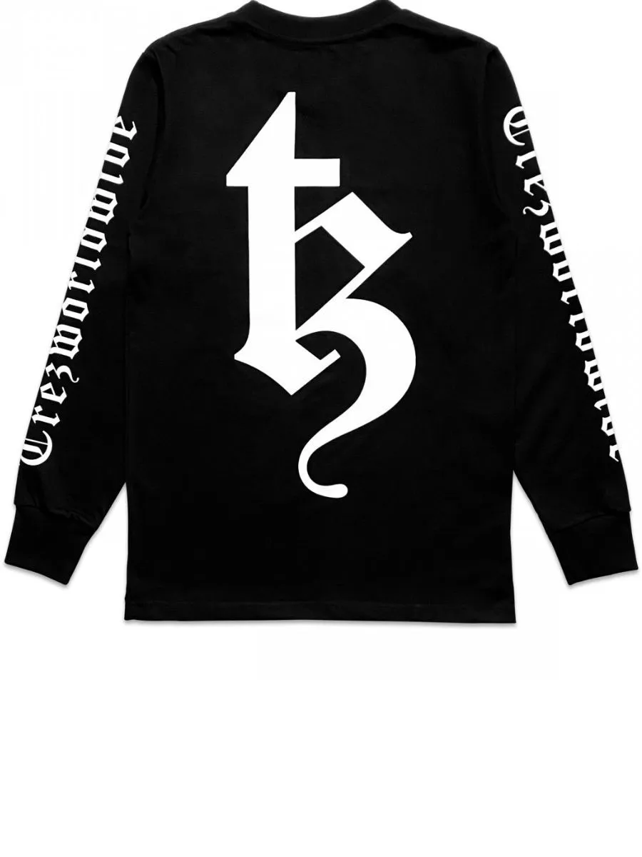 TZ WORLDWIDE MEN T-SHIRT TZ BE TREZ LONG SLEEVE BLACK (GLOW IN THE DARK)