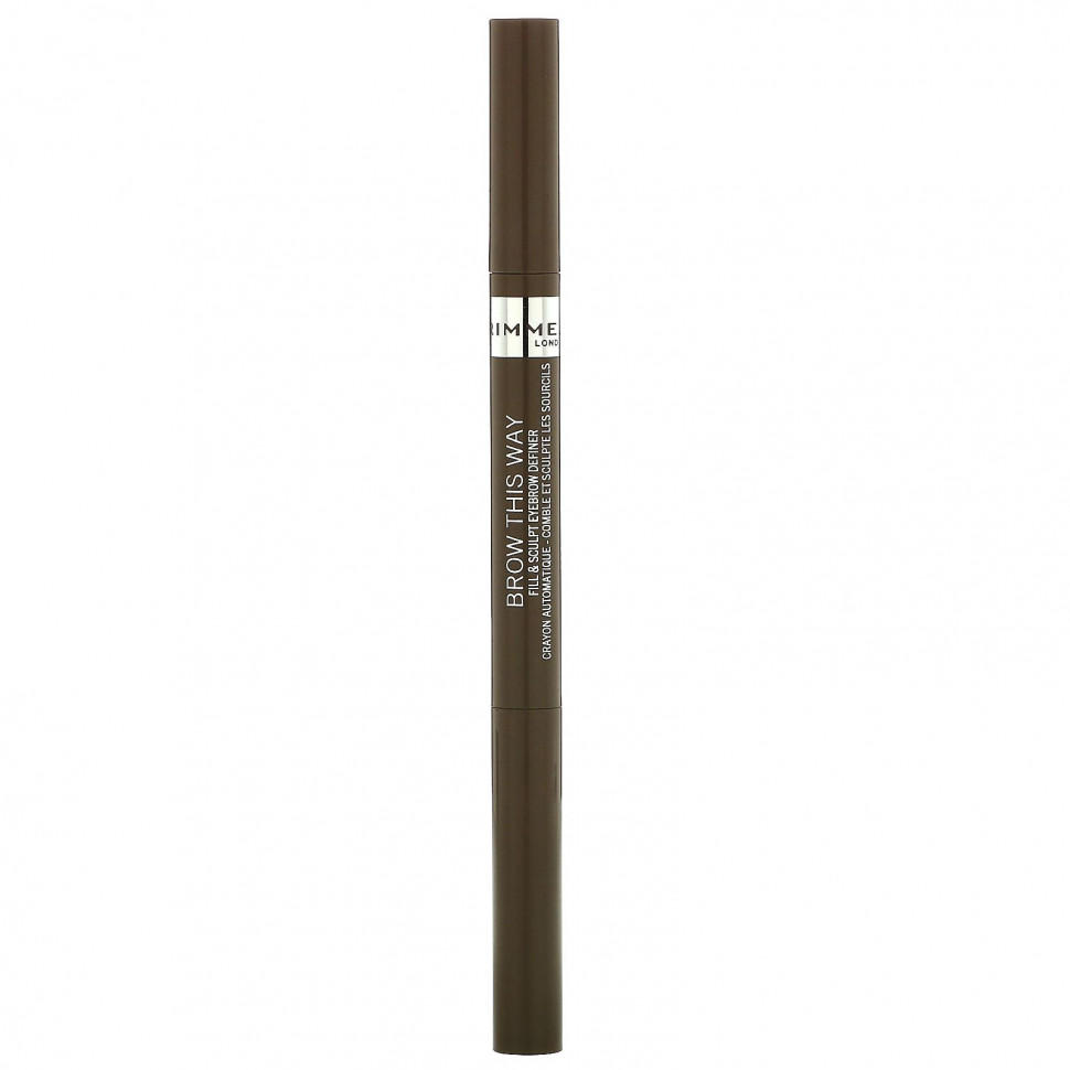 Rimmel London, Brow This Way, Карандаш для бровей Fill & Sculpt, средний коричневый цвет 002, 0,008 унции (0,25 г)