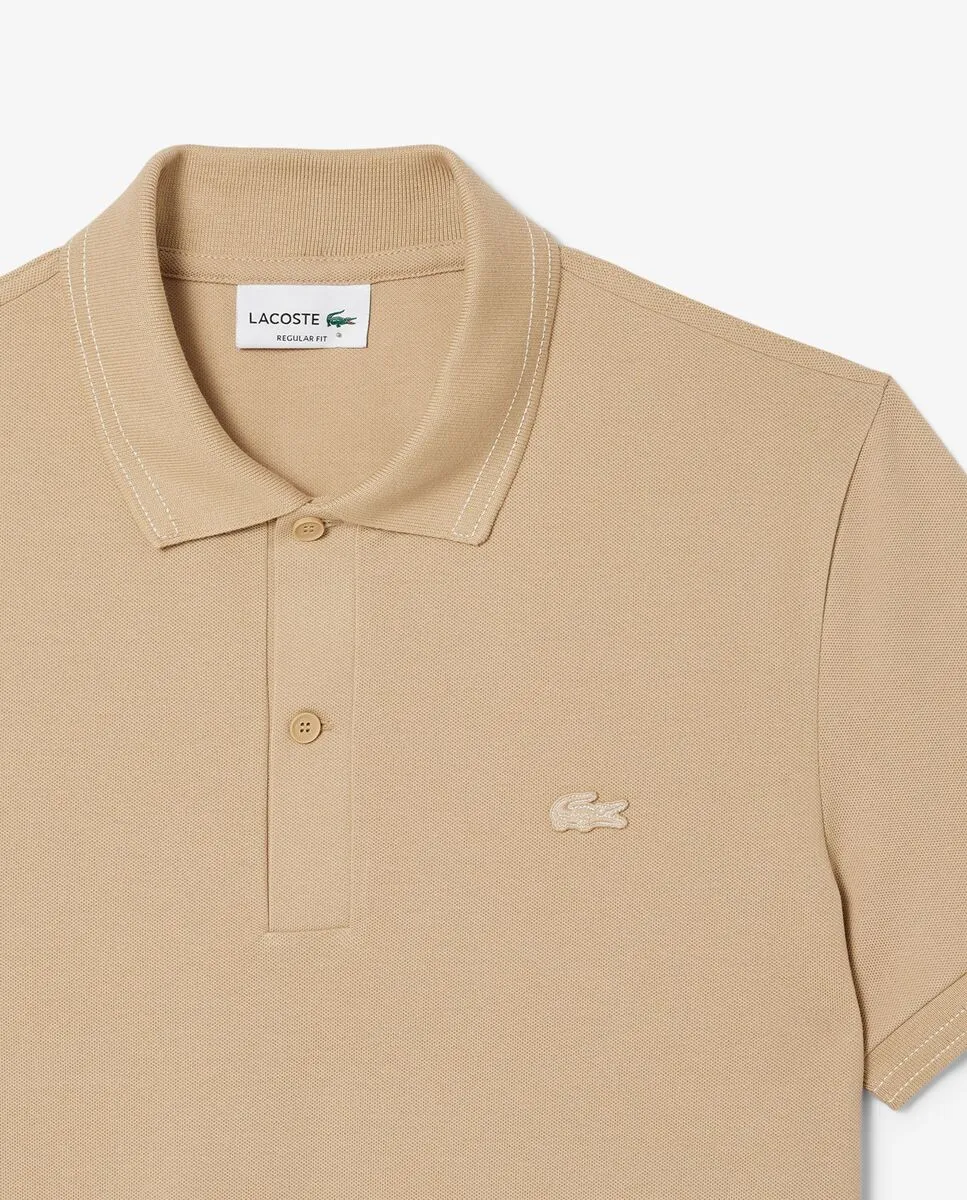 LACOSTE Regular Fit Petit Piqu  Polo Shirt Beige