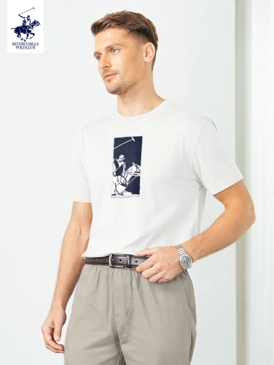 BEVERLY HILLS POLO CLUB White Unisex T-Shirt REGULAR-FIT Model BNSR364