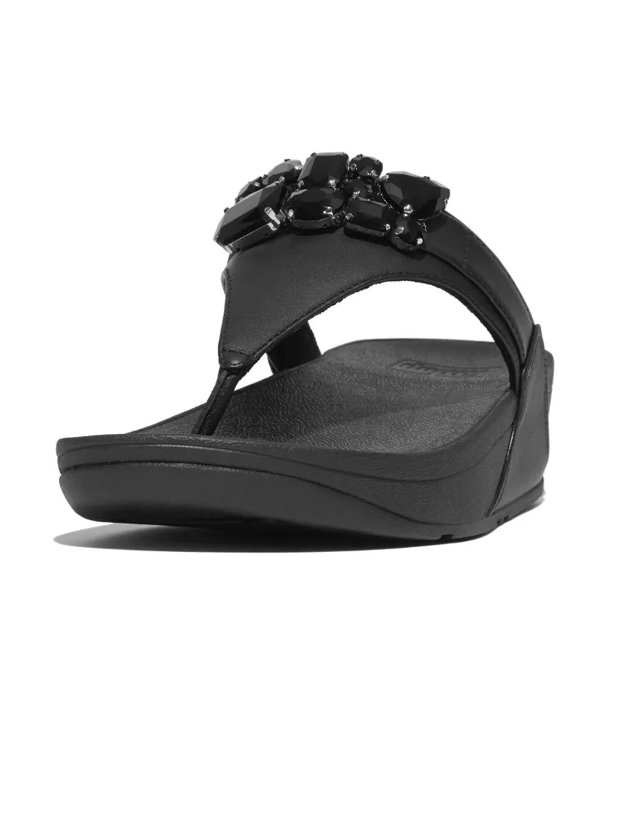 FitFlop™ WOMEN'S LULU JEWEL-DELUXE LEATHER HU7-001 BLACK