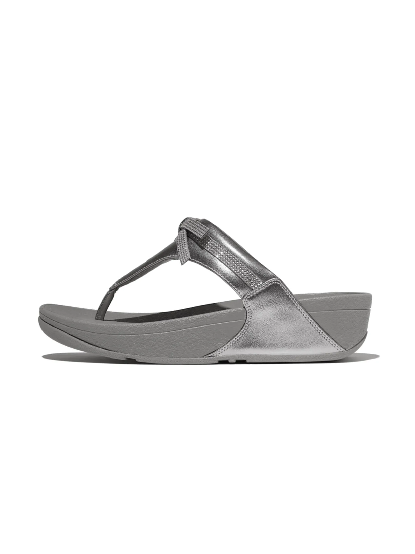 FitFlop™ WOMEN S LULU GLITZ-BOW LEATHER T/P SILVER