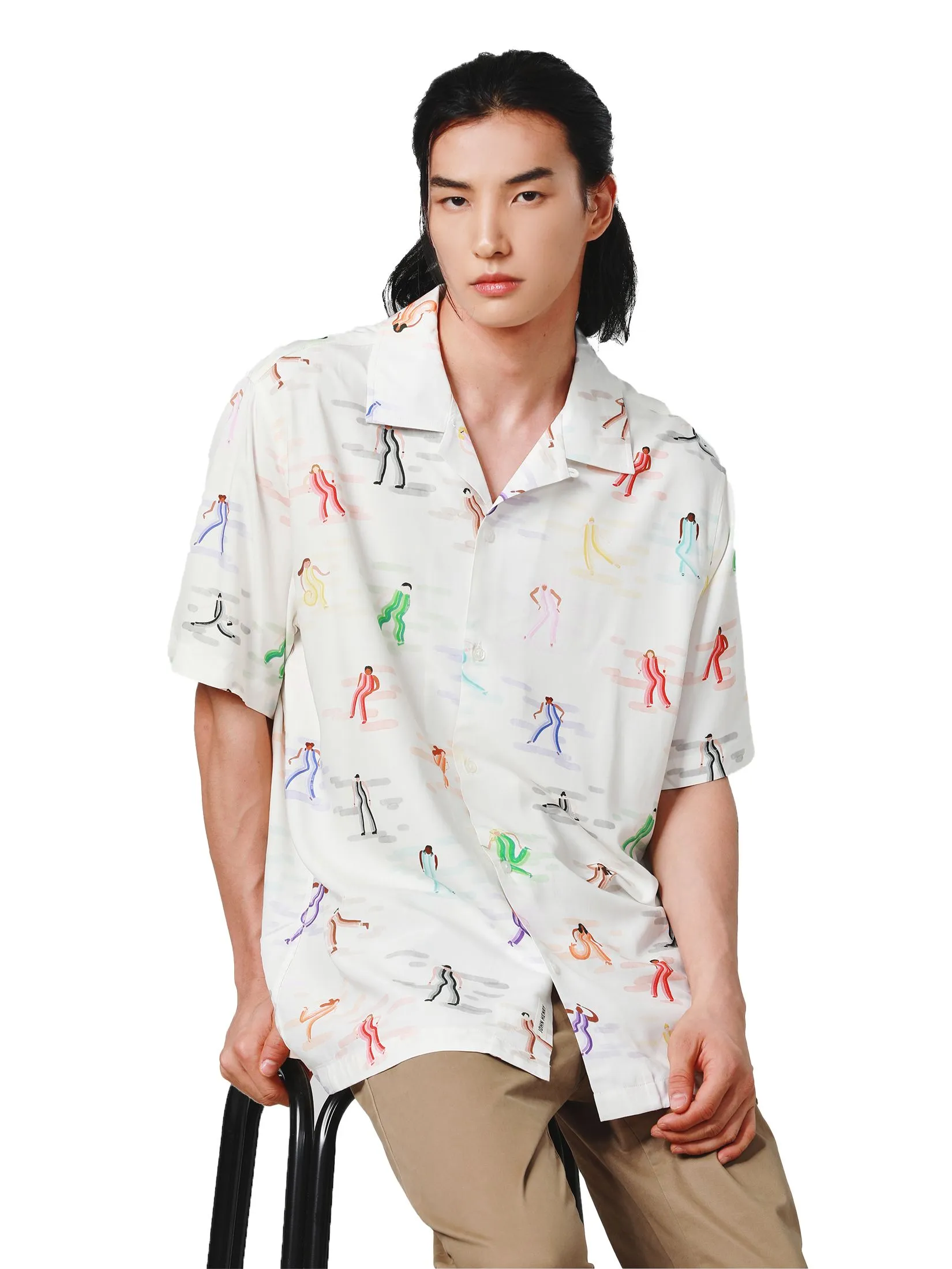 JOHN HENRY Men's Short Sleeves Shirts (Relaxed Fit) PRIDE MONTH White