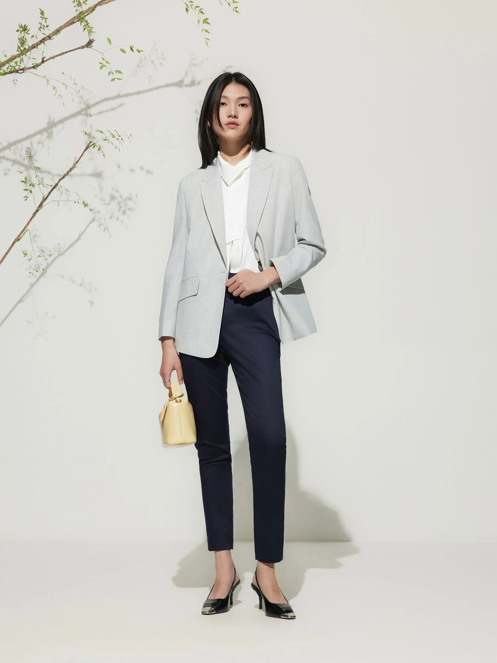 G2000 Women Clothing Cotton Blend Ankle Skinny Casual Pants With Belt Ankle Skinny Shape - Navy