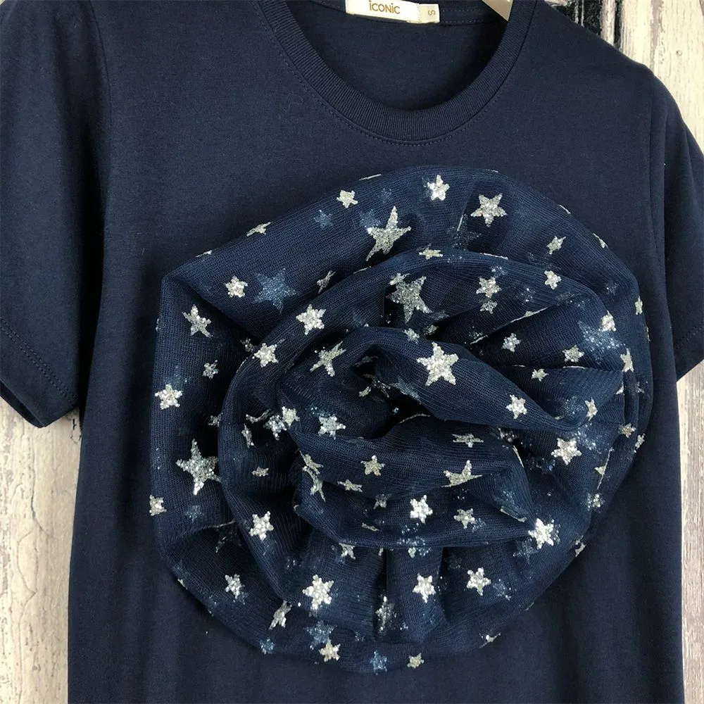 ICONIC BLUE GALAXY ROSE SPARKING T-SHIRT Model BLUEGALAXYROSE6144