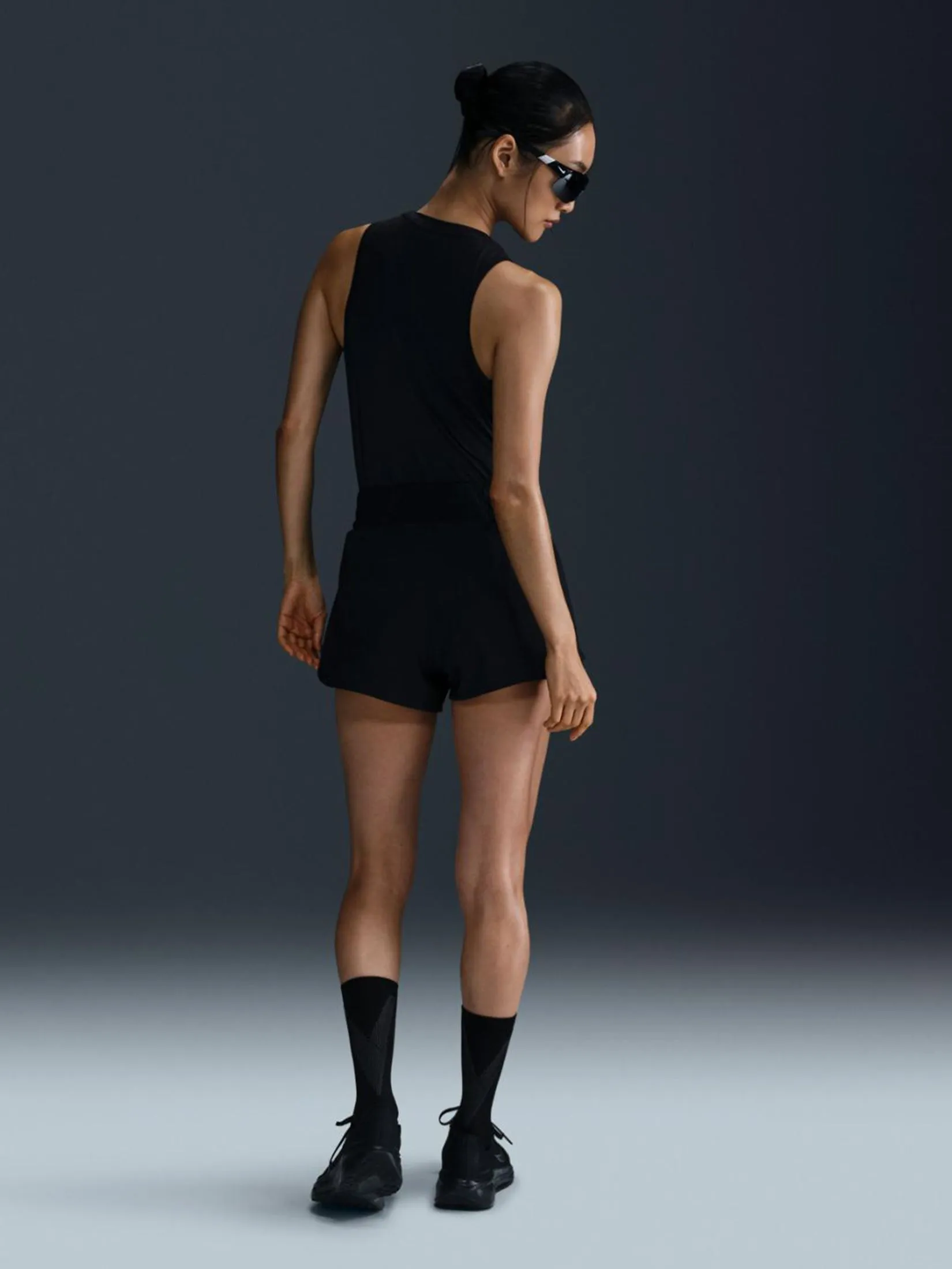 NIKE Women Shorts Sport One Swoosh Dri-Fit Mid-Rise Black