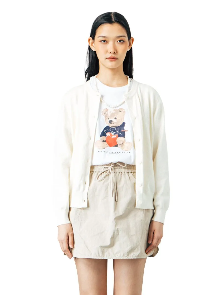 BEVERLY HILLS POLO CLUB Cream Long-sleeved knitted Women sweater