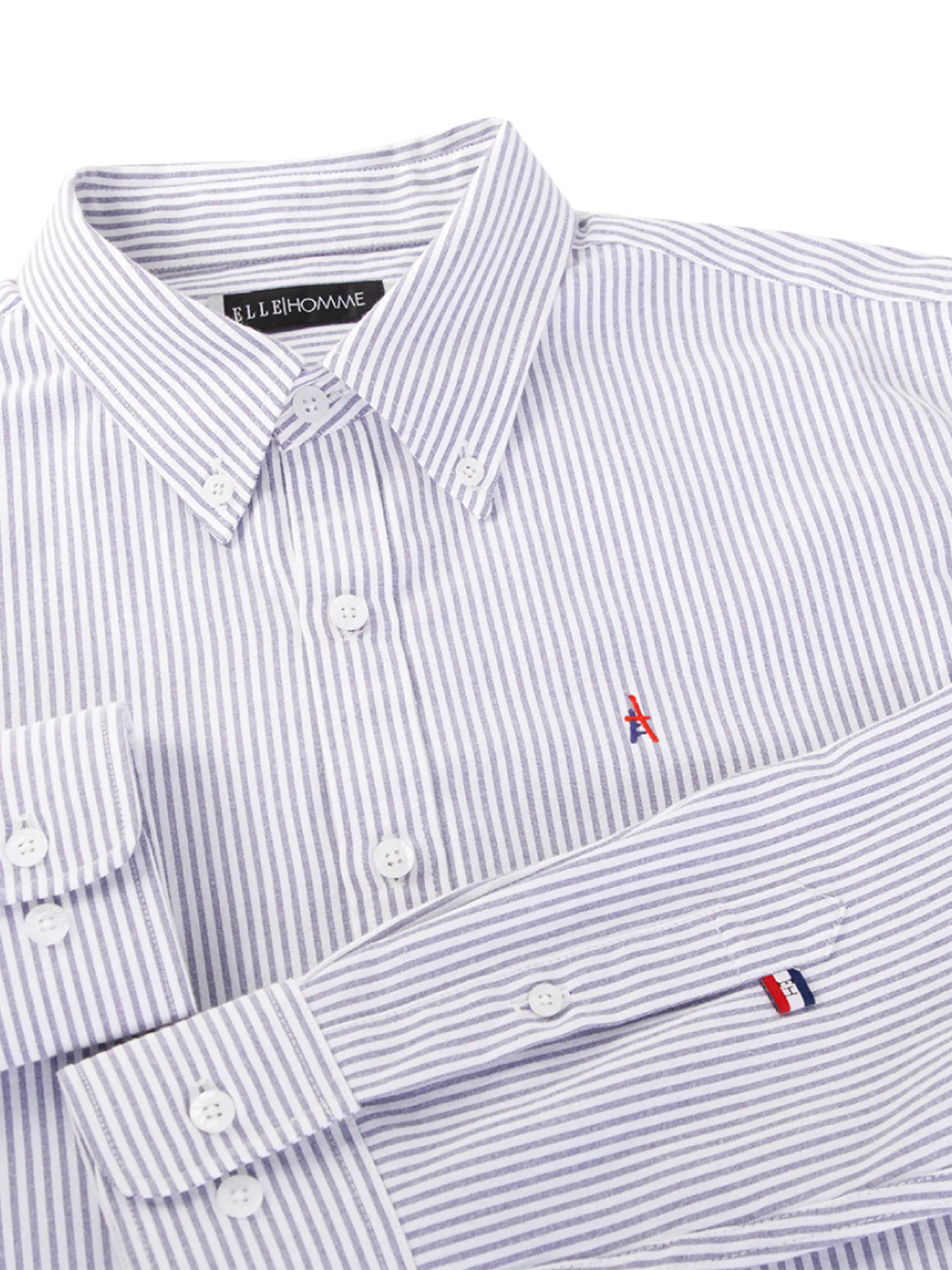 ELLE HOMME Men's long sleeved shirt W8B681 - White/Navy Blue