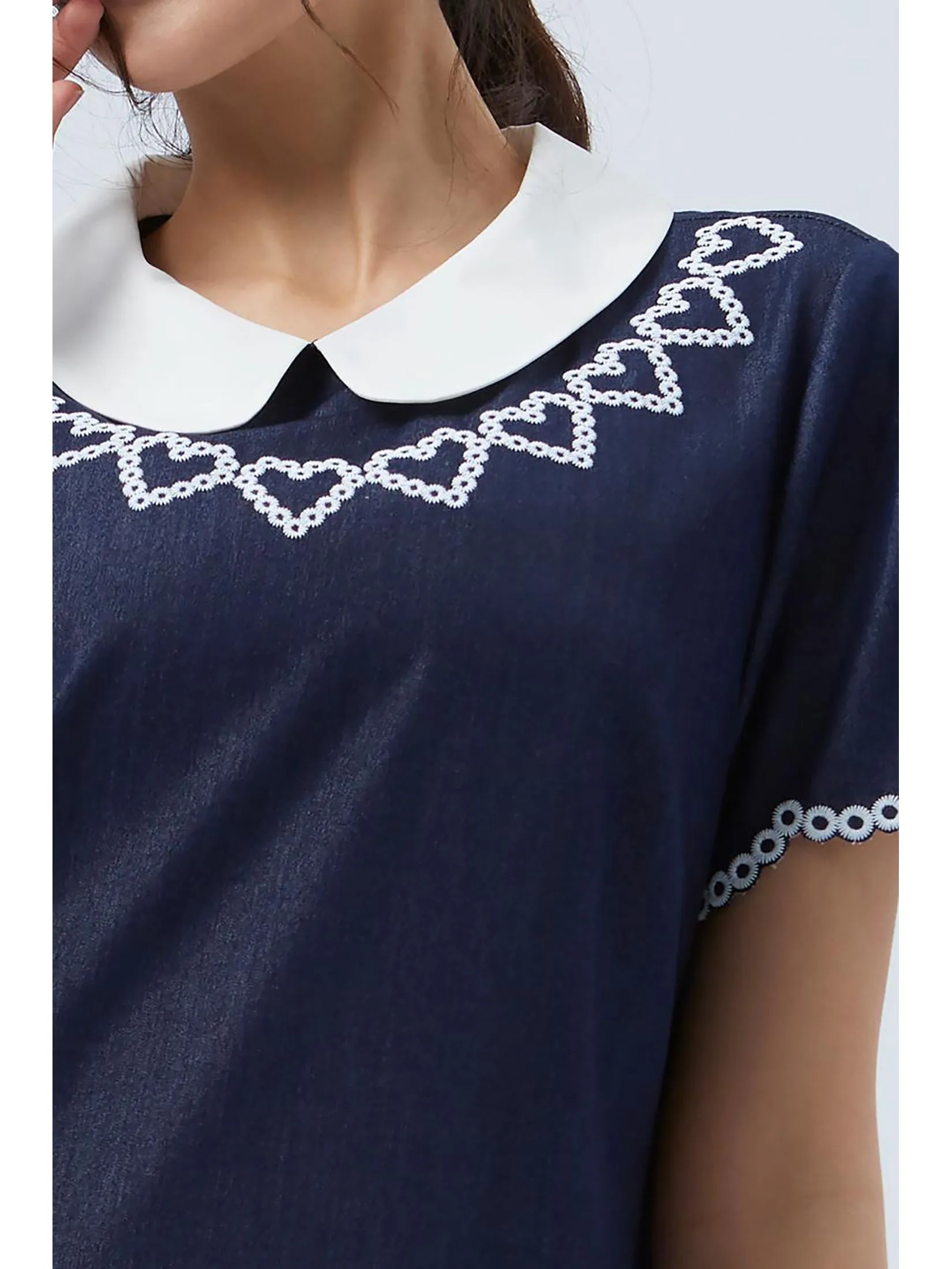 EP Women Dress Short Sleeves Tencel Print Dark Blue