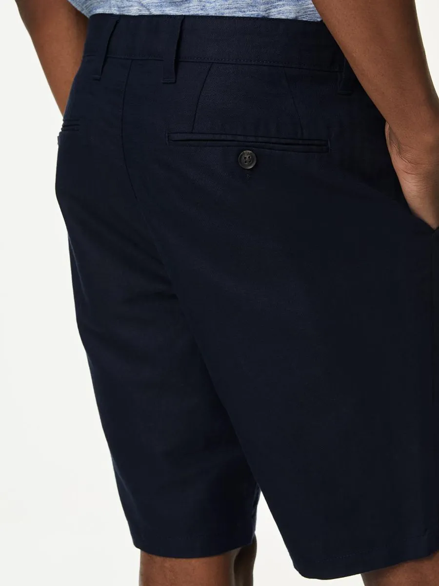 MARKS & SPENCER Men Chino Shorts Linen Blend F0_Navy